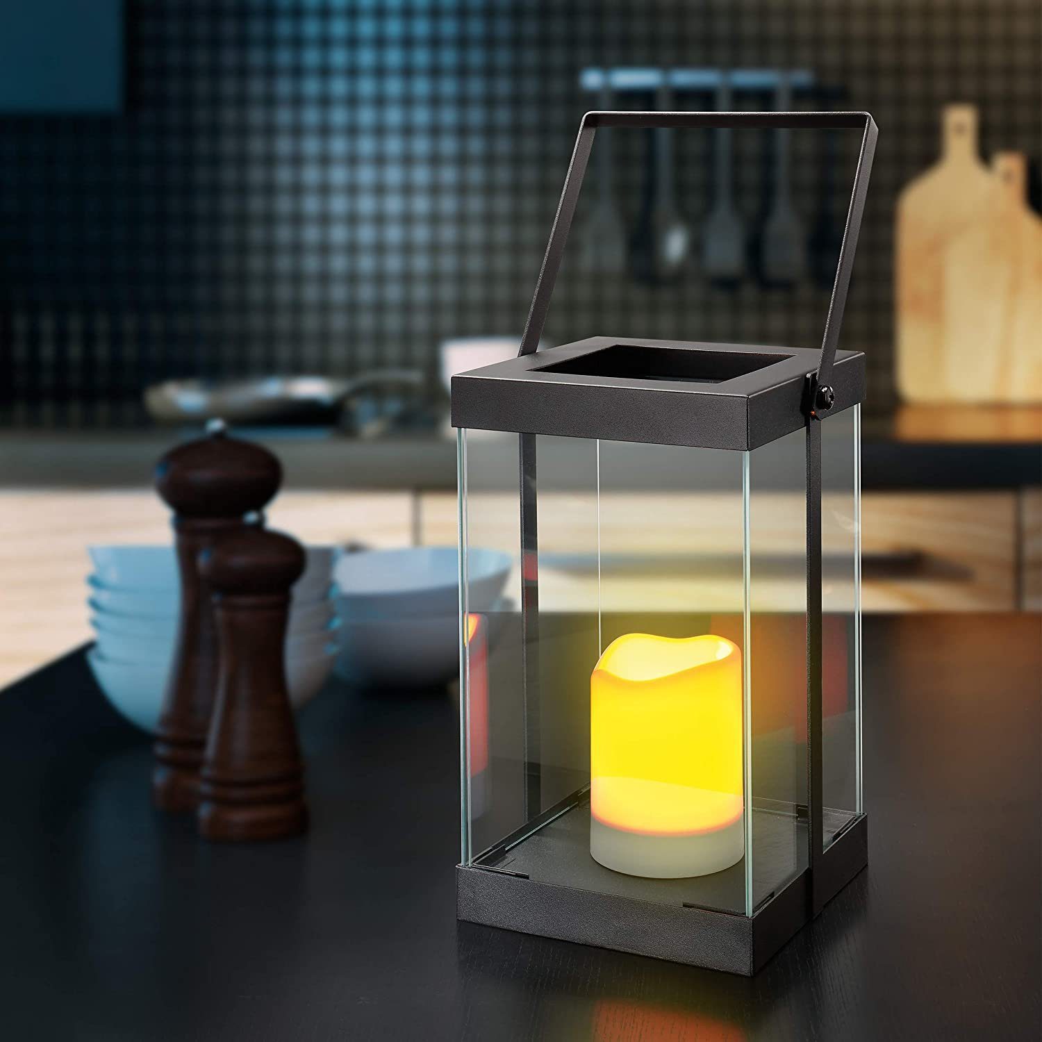 esotec LED Gartenleuchte Designer Laterne "Garda" aus Metall, batteriebetrieben