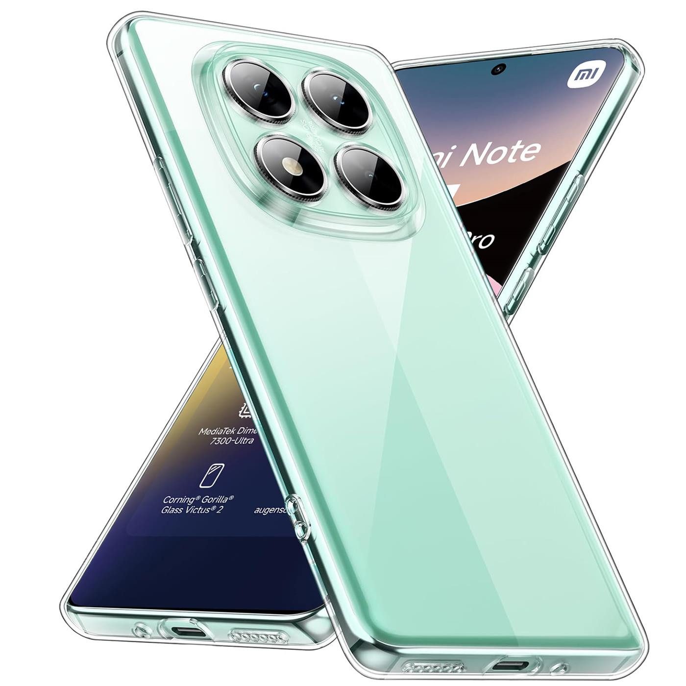 CoolGadget Handyhülle Silikon Handy Hülle Slim für Xiaomi Redmi Note 14 Pro Plus 5G, dünne TPU Schutzhülle Case in transparent / durchsichtig