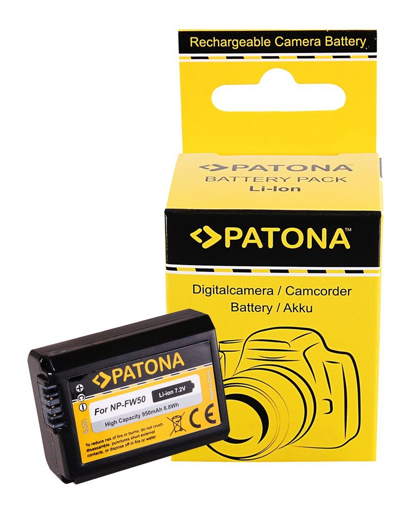 Patona 3in1 Zubehör Set für die Sony Alpha 6000 6300 6400 Kamera-Akku NP-FW50 950 mAh (7,2 V), Premium Kamera Akku Ersatz, 950 mAh 7,2 V inkl. USB-C Ladegerät