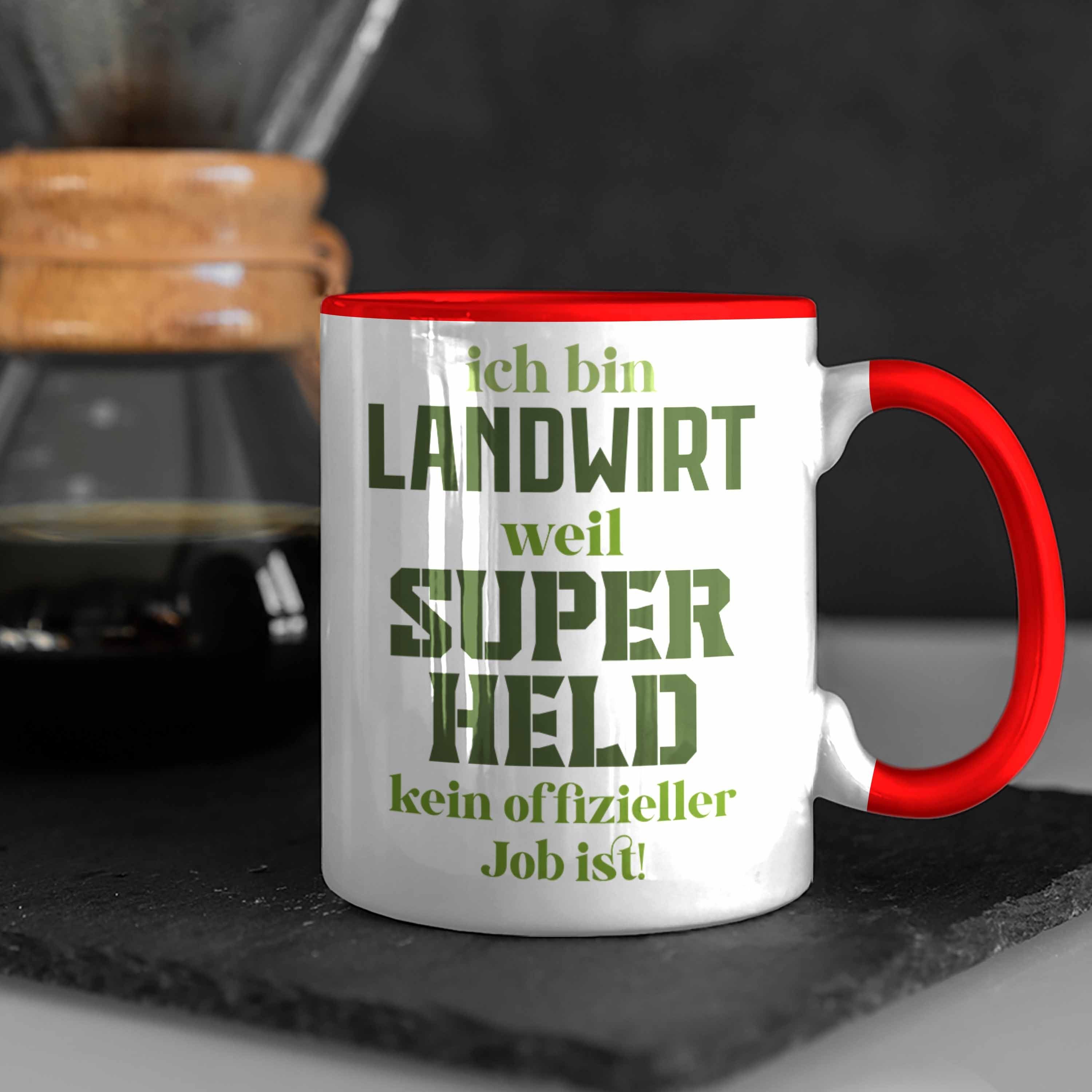 Tasse Landwirt Geschenke Tasse Kaffeetasse Trendation Traktor Rot Spruch Geschenk Superheld Trendation Landwirtschaft - für Männer
