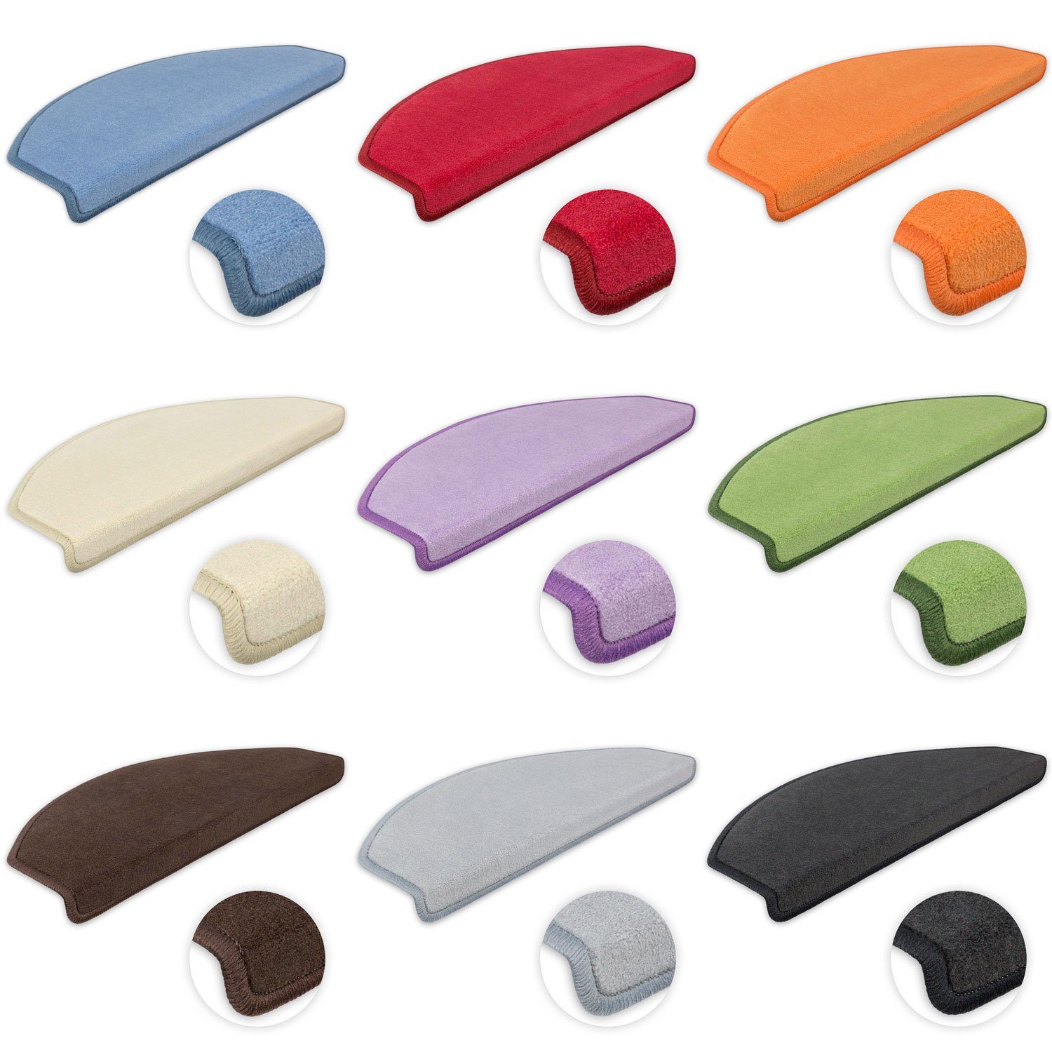 Metzker® Stufenmatte Stufenmatten DAS TEPPICHWERK Uni Halbrund, halbrund, Höhe: 7 mm, 15 Stück im Set – Bild 5 von 5