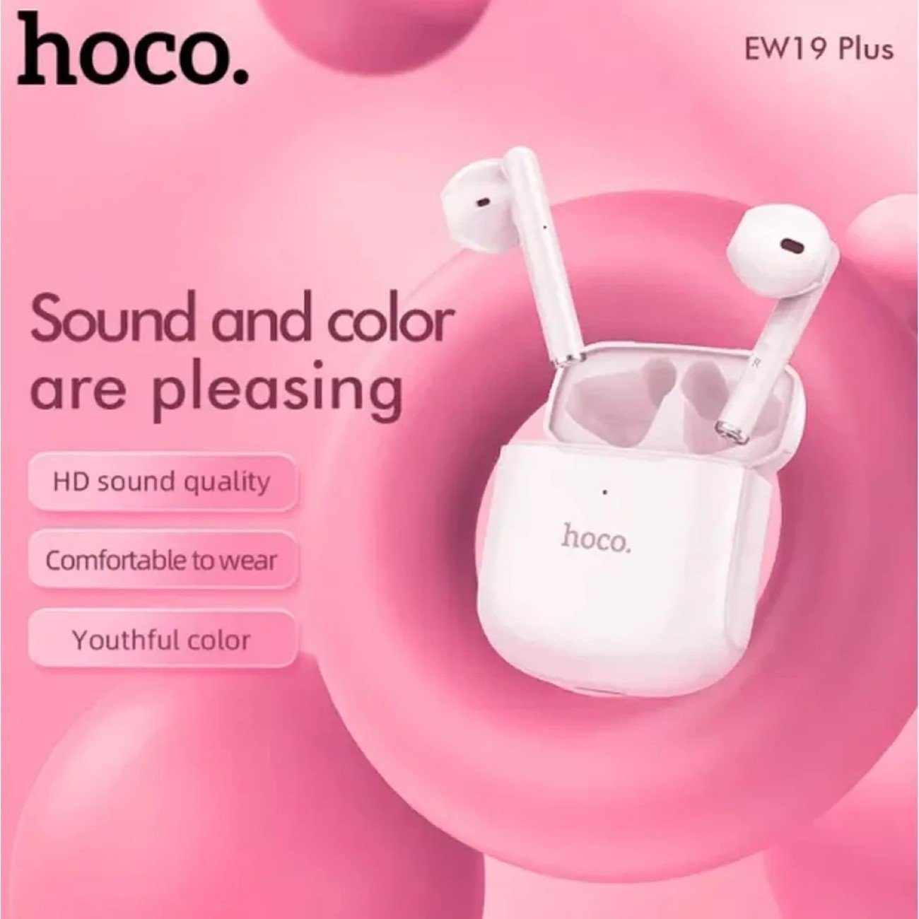 HOCO Drahtloses Bluetooth-Headset Plus TWS Bluetooth-Kopfhörer pink EW19 delighted