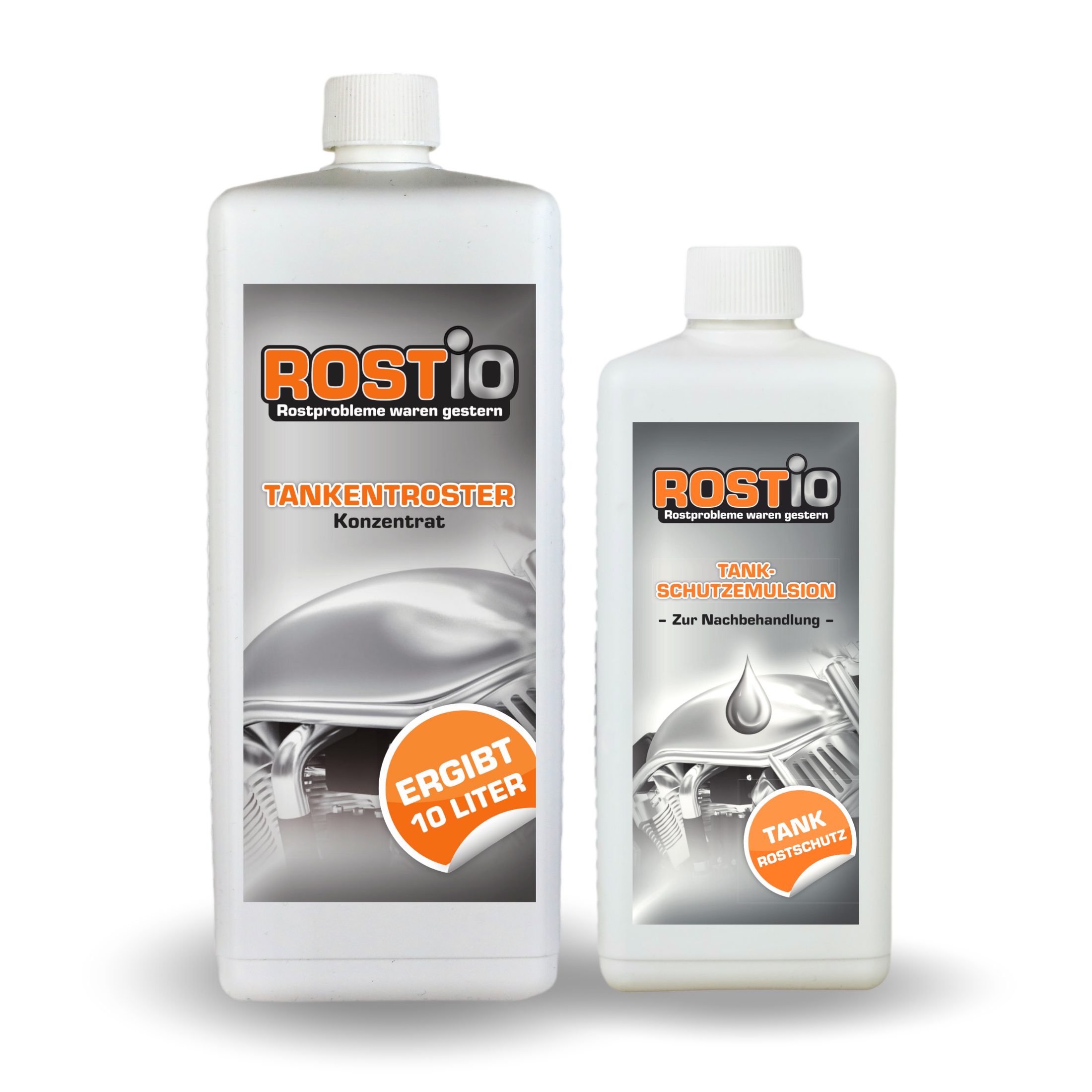 Rostio Tankentroster Set - 1 Liter Konzentrat + 500ml Tank Schutzemulsion Rostentferner