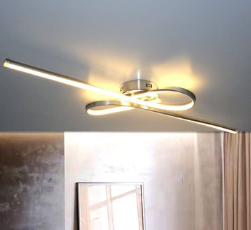 Lewima LED Deckenleuchte »Andra« XXXL 100x35cm groß Deckenlampe Alu Silber satiniert 25W, Warmweiß, große Lampe Leuchte für Wohnzimmer Schlafzimmer