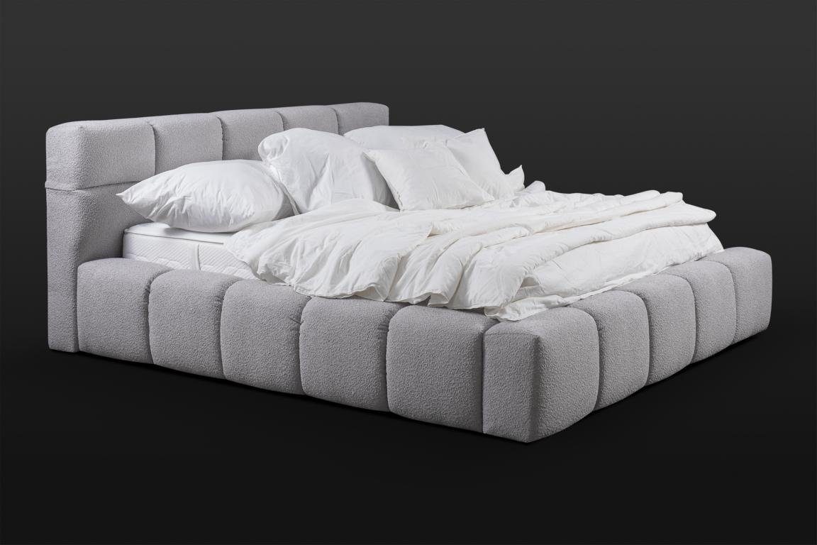 grau elegant Bett JVmoebel Design Stoff Schlafzimmer Luxus Bett neu Doppel