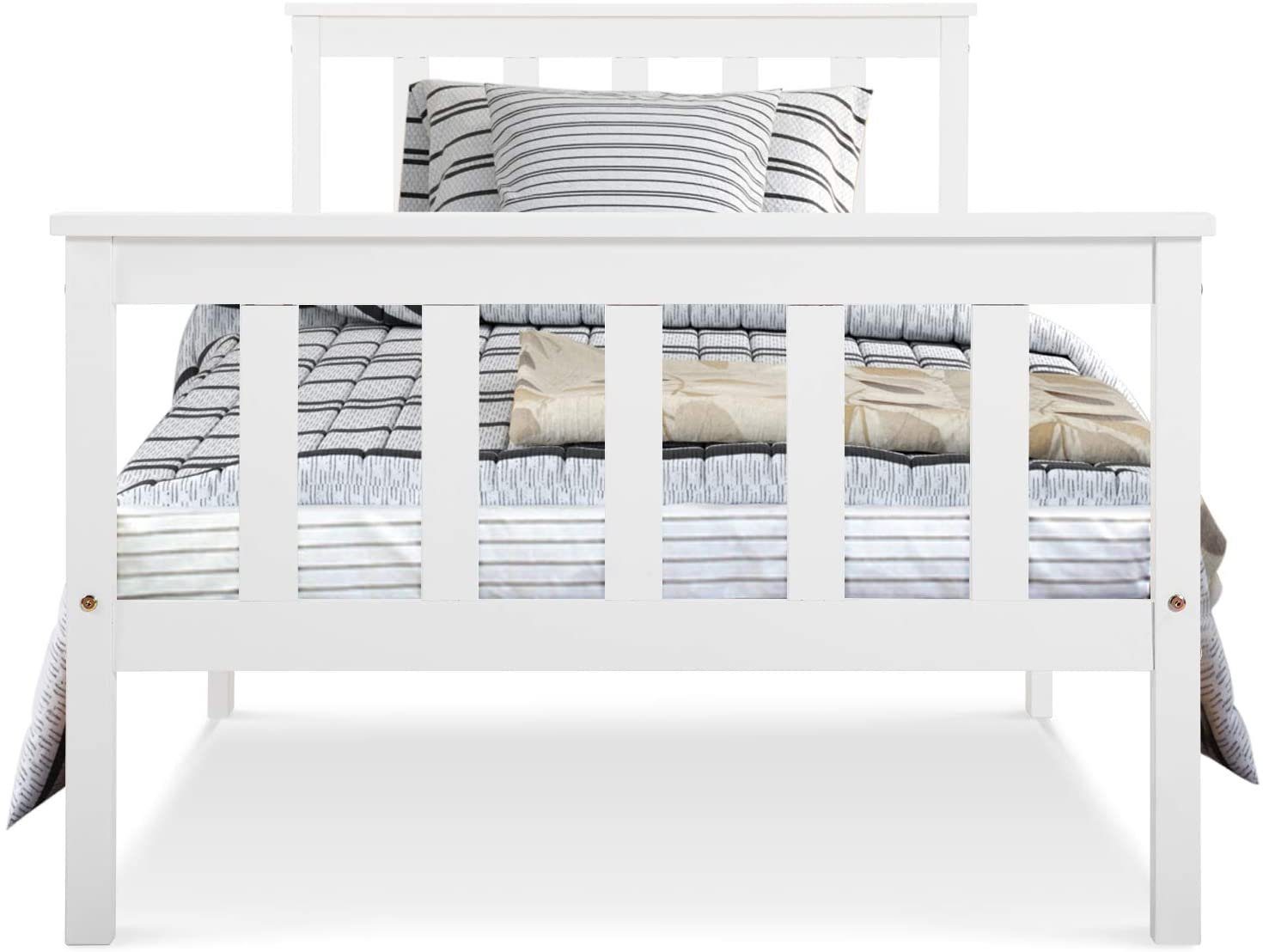 Merax Einzelbett mit Lattenrost,Jugendbett mit Kopfteil, Bettgestell aus Ma günstig online kaufen