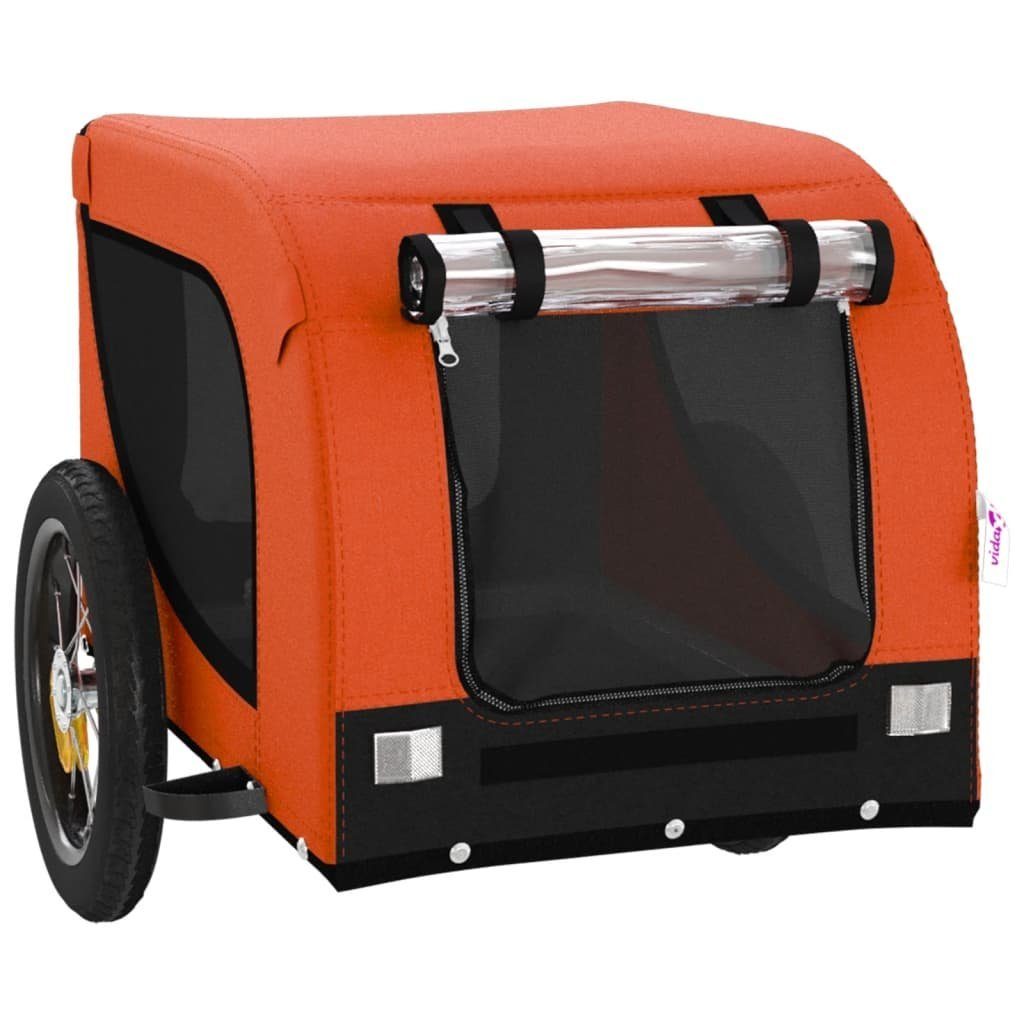 vidaXL Bicycle Dog Trailer 30 kg Bicycle Trailer for Dogs Orange and Black Oxford Fabric Iron