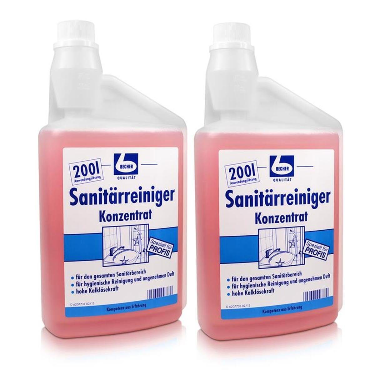 Dr. Becher 2x Dr. Becher Sanitärreiniger Konzentrat 1 Liter Badreiniger