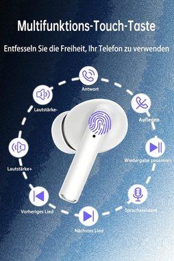 Vbrisi Bluetooth Kopfhörer, IPX7 True Wireless Bluetooth 5.3 In-Ear-Kopfhörer In-Ear-Kopfhörer (Voice Assistant, Rauschunterdrückung, Bluetooth)
