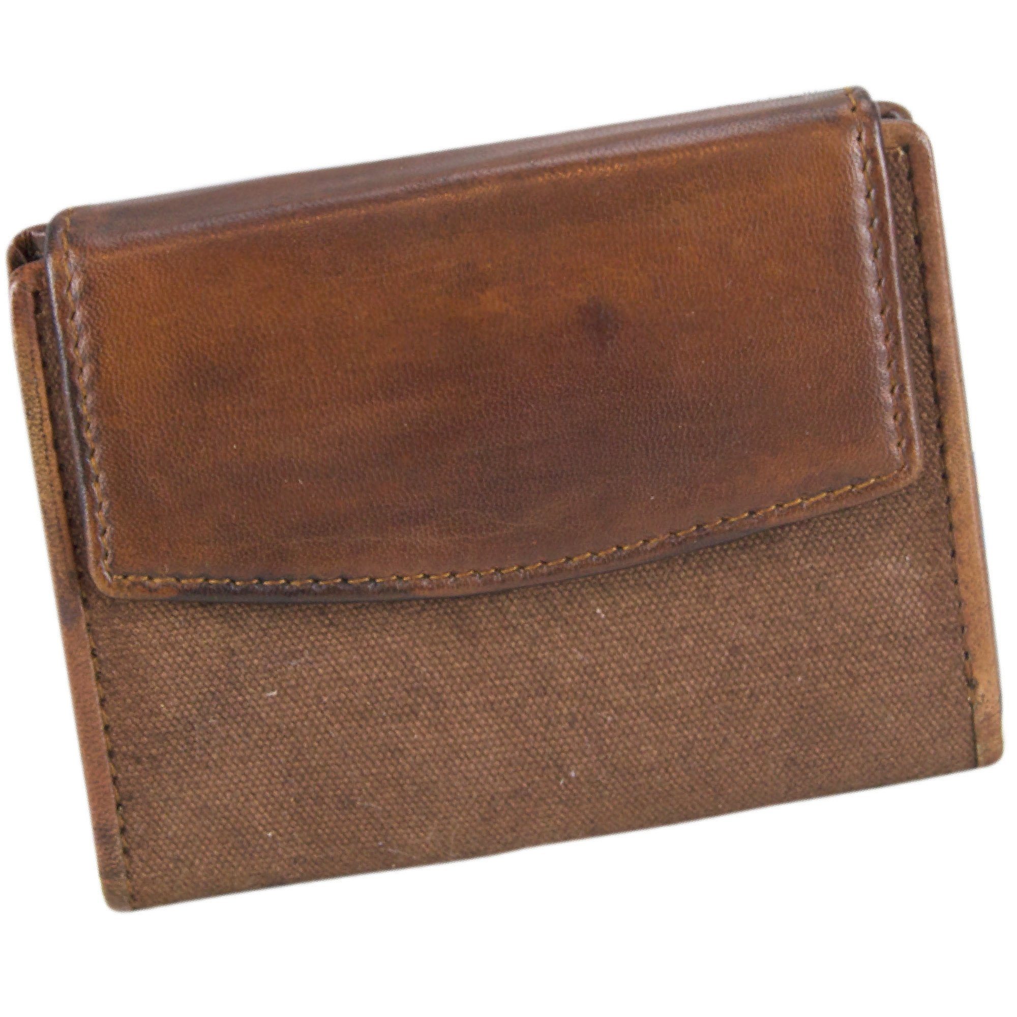 Sunsa Geldbörse 81121 Unisex Vintage Leder Geldbeutel Brieftasche Portemonnaie, echt Leder, Unisex, mit RFID Schutz, zeitlos, Canvas, Vintage Style rost
