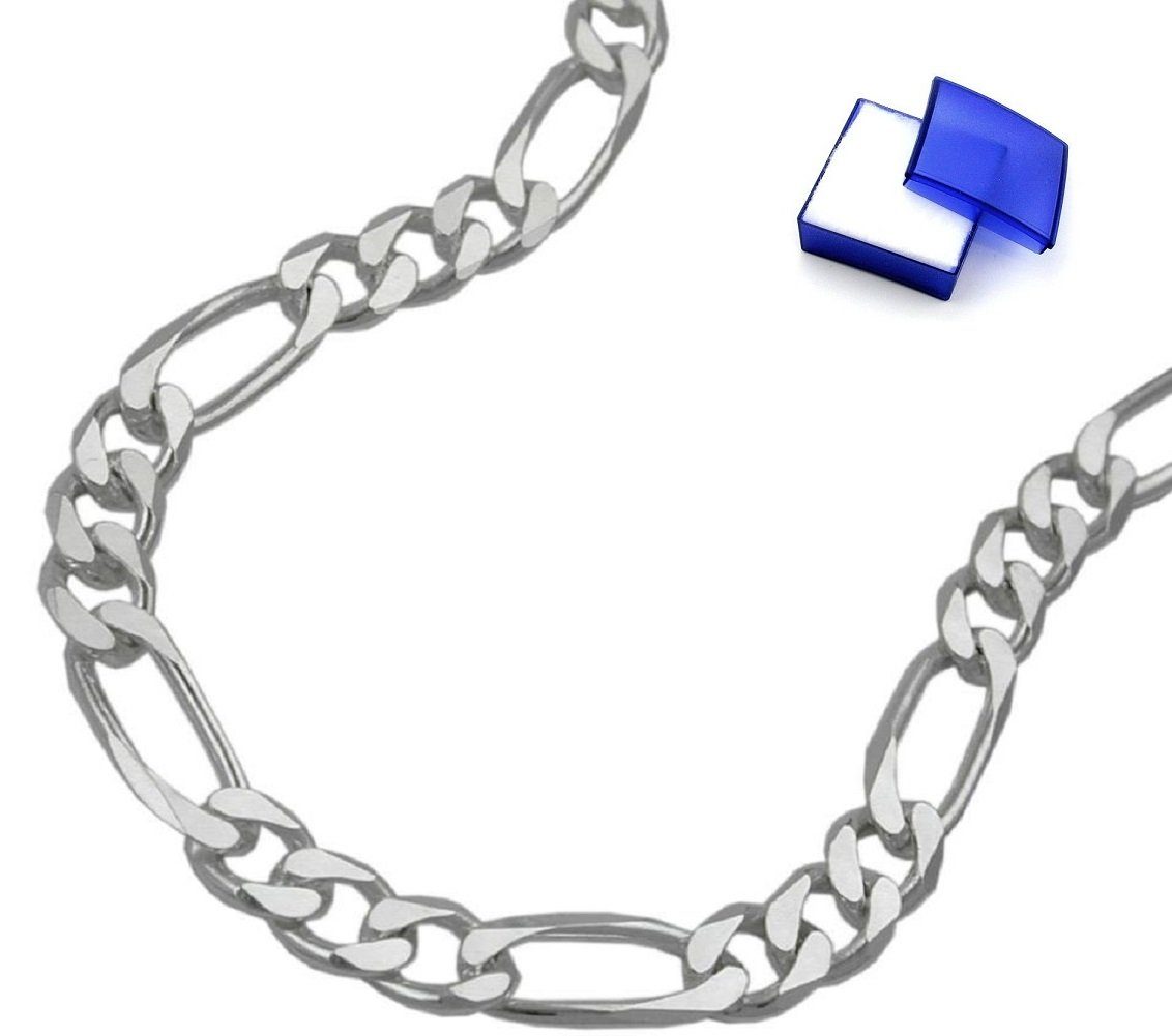 Gliederarmband Armband 4,8 mm Figarokette flach 6-fach diamantiert 925 Silber 19 cm
