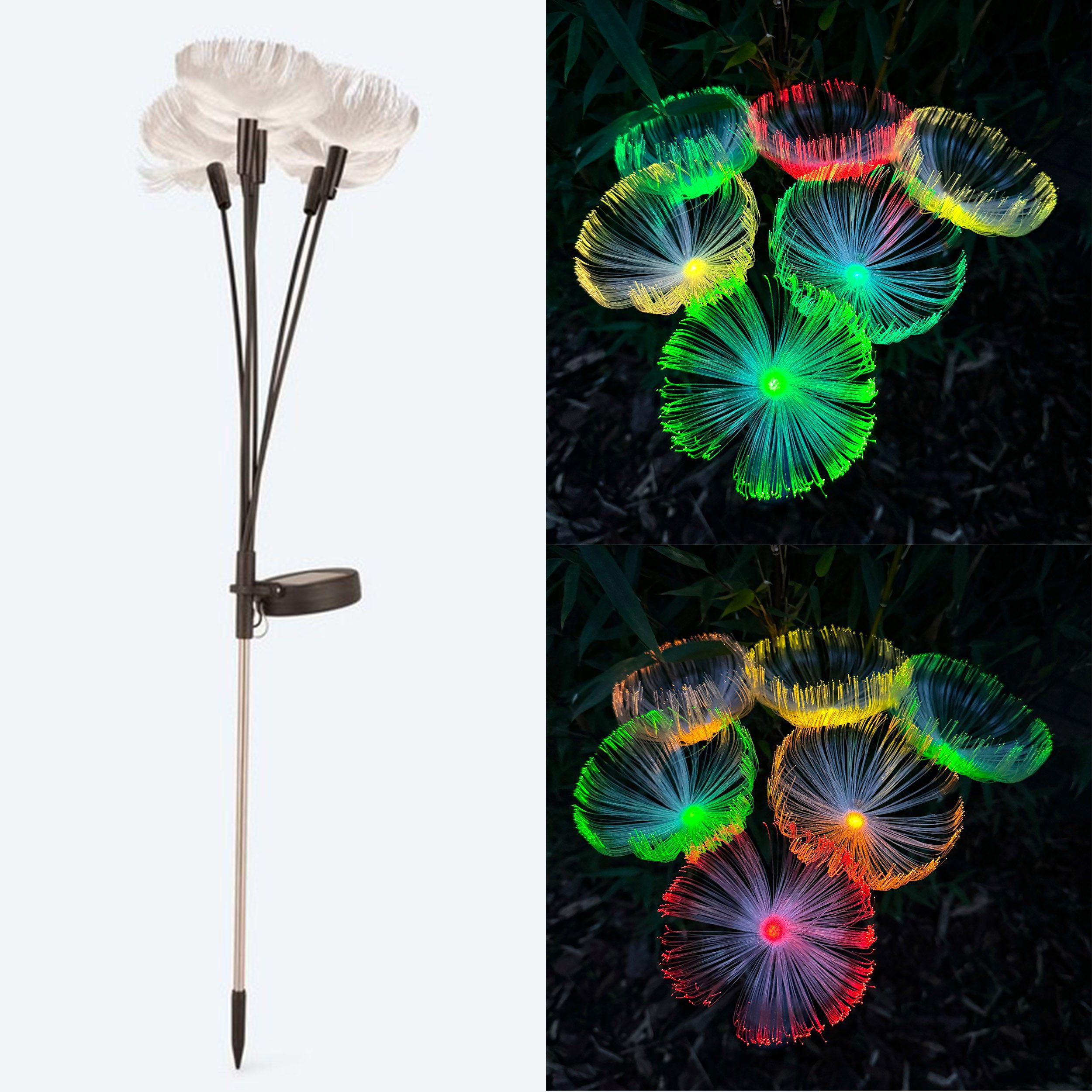 Online-Fuchs Gartenstecker PUSTEBLUME mit LED Solar Beleuchtung - Solarleuchten (Warmweiß oder Farbwechsel, 77 cm groß) Gartendeko für Frühling, Sommer und Herbst