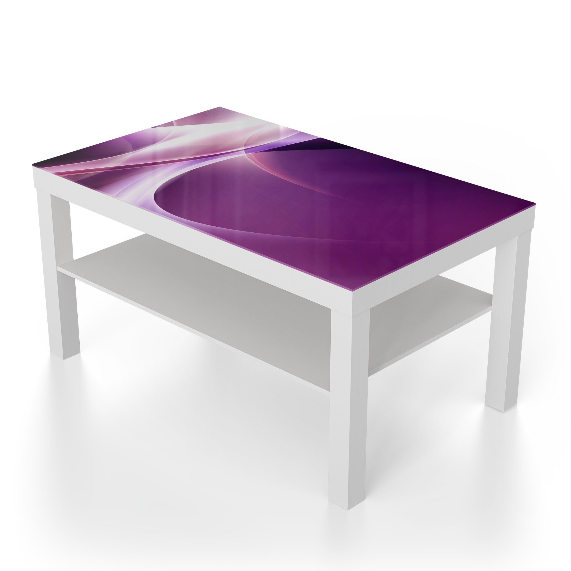 DEQORI Couchtisch 'Violettes Lichtspiel', Glas Beistelltisch modern Weiß Glastisch
