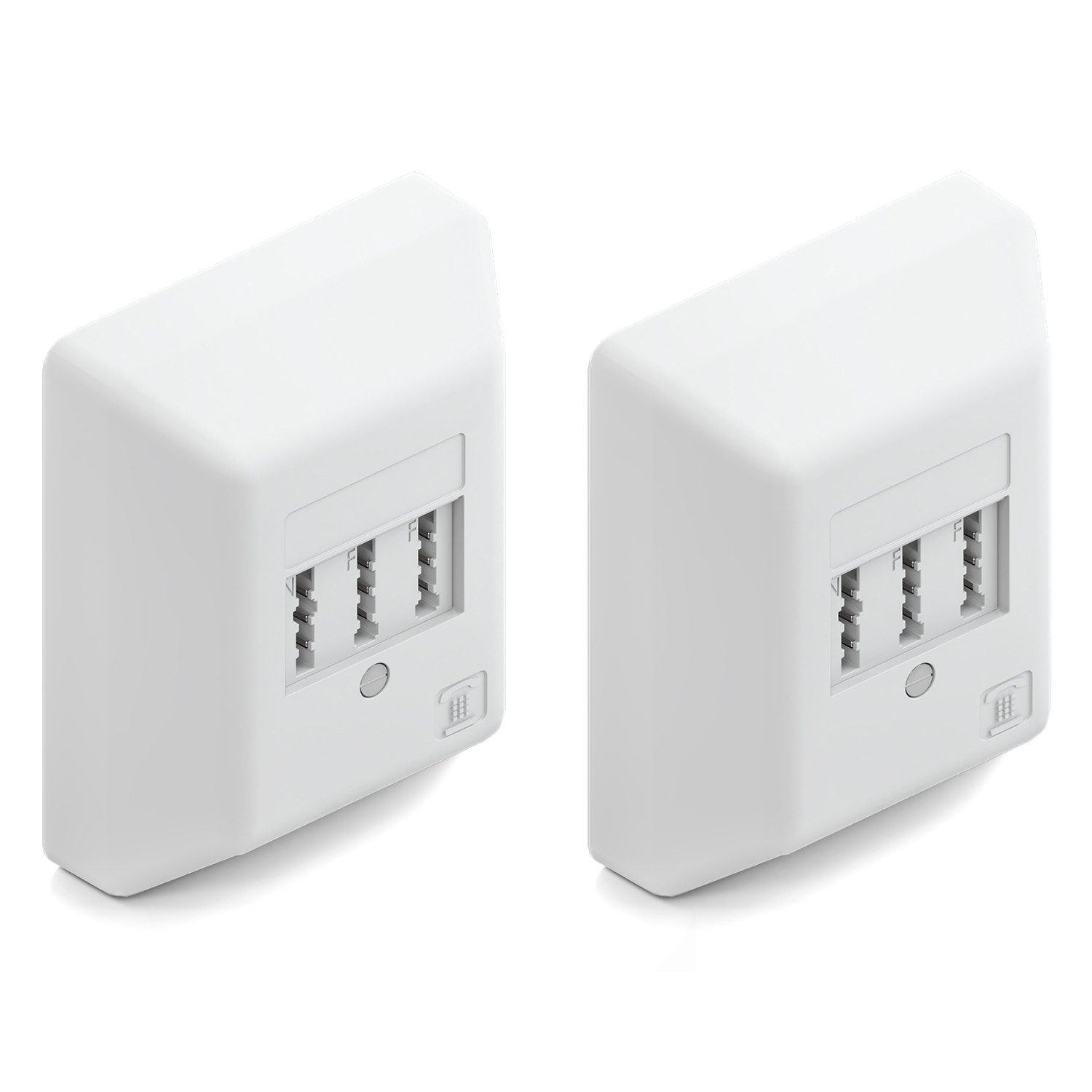 deleyCON deleyCON 2x Telefondose TAE NF/F Aufputzdose NFF 2x Telefon + 1x Netzwerk-Adapter