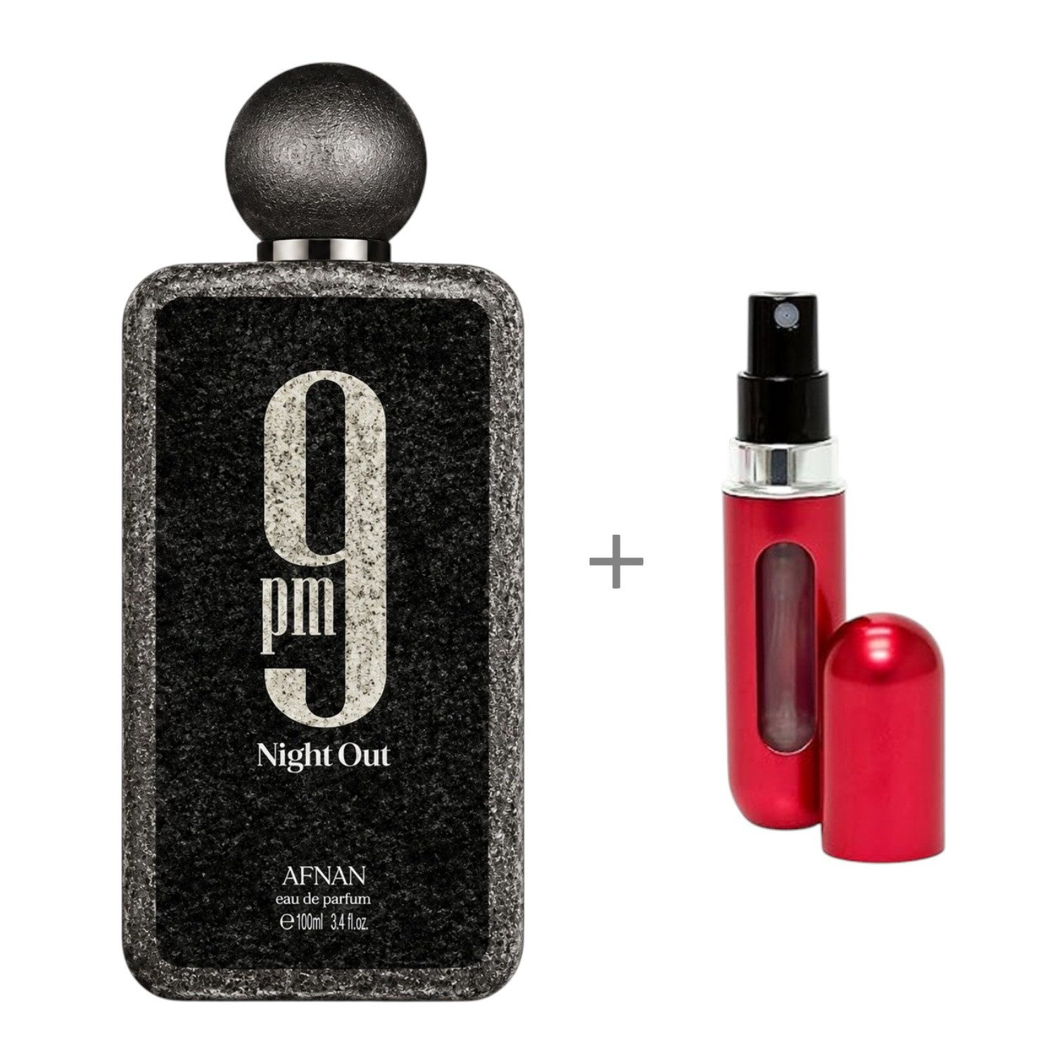 Afnan Duft-Set 9 PM Night Out Extrait de Parfum 100 ml + Parfümzerstäuber (leer) Set