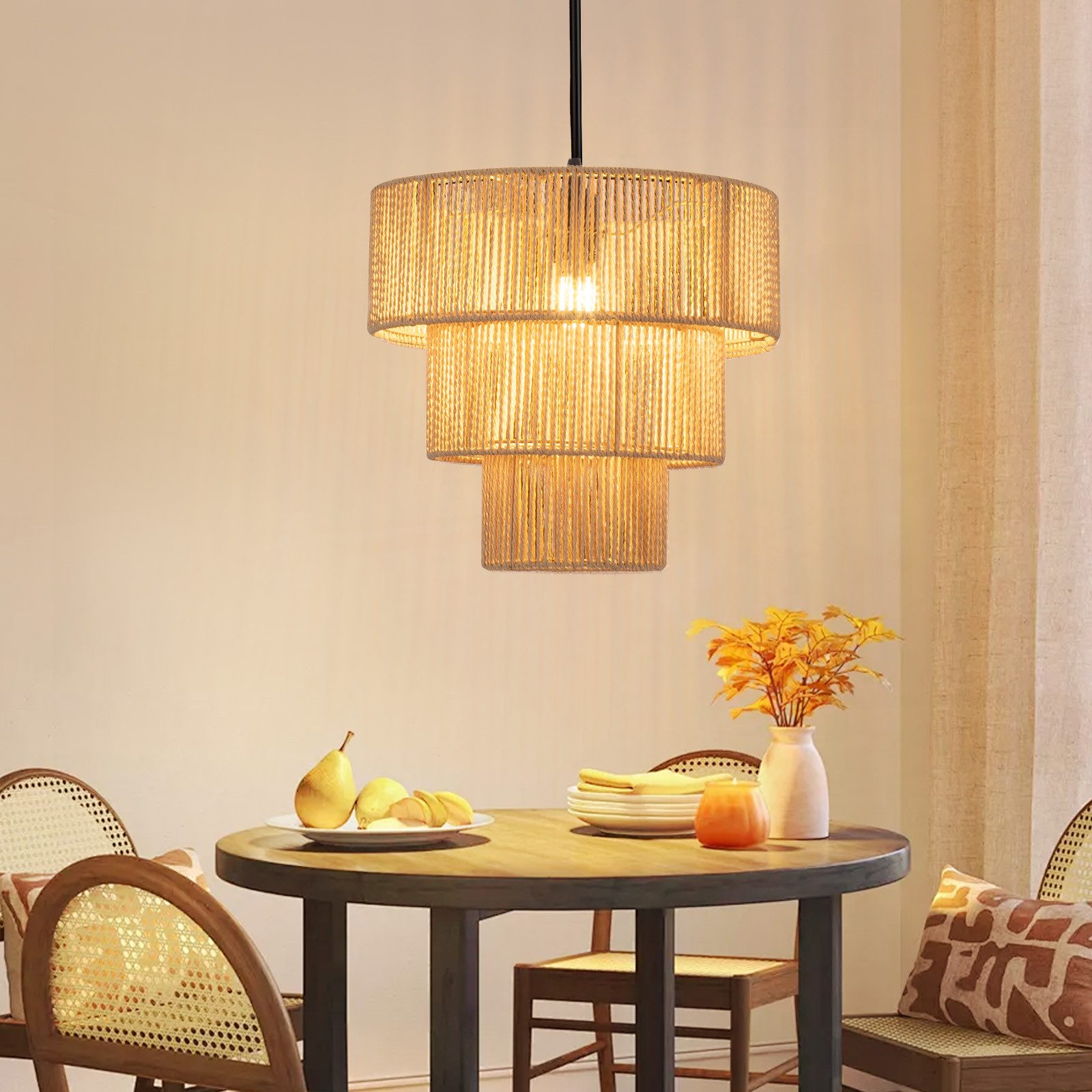 ZMH Pendelleuchte Esszimmer 1 Flammig Beige günstig online kaufen