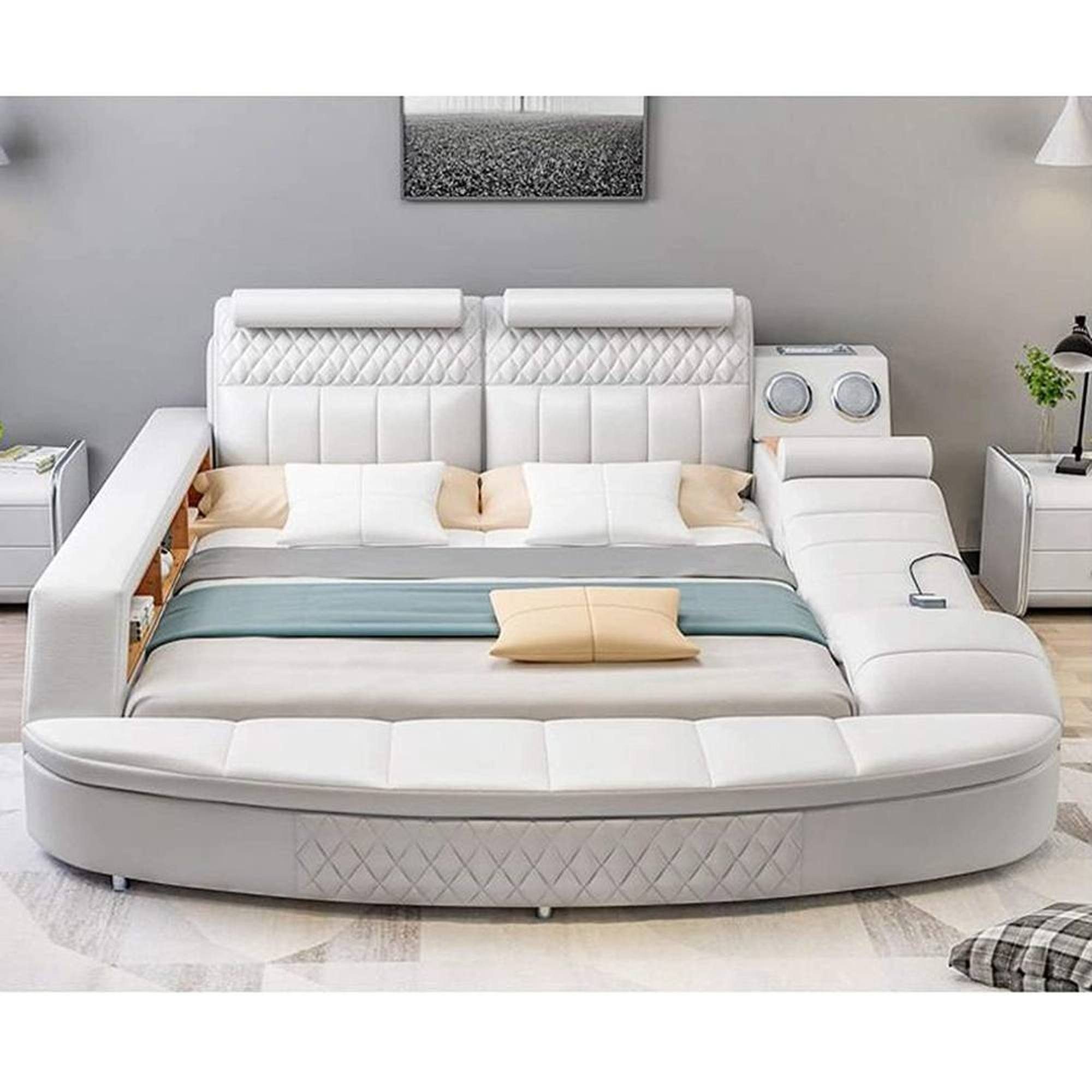 Multifunktion Doppelbett JVmoebel Weiß Bett Schlafzimmer Ehebett Betten Polsterbett