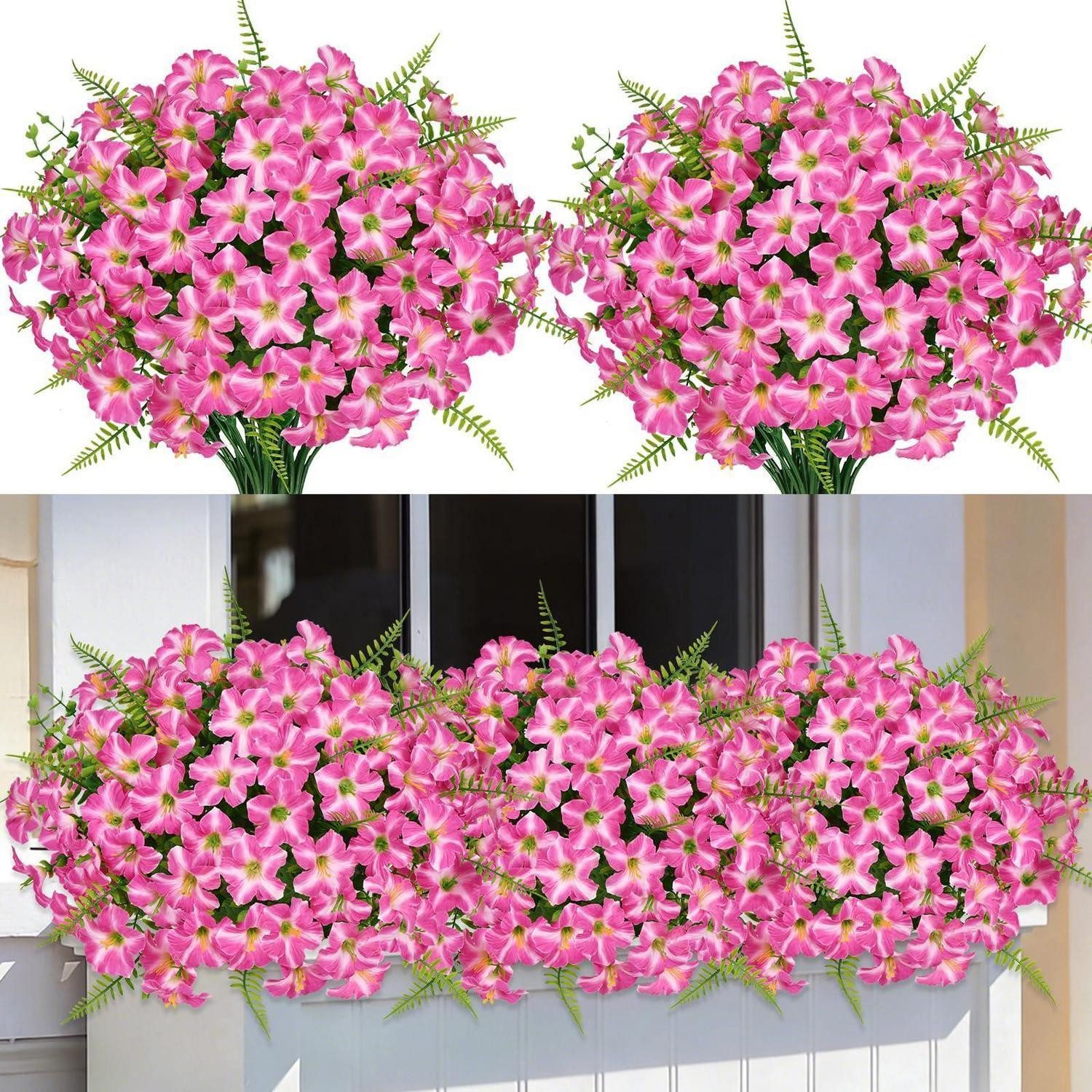 Kunstblumenstrauß 9 Bündel Künstliche Pflanzen Lila/Pink UV-beständig, LuxusKollektion, Höhe 36 cm
