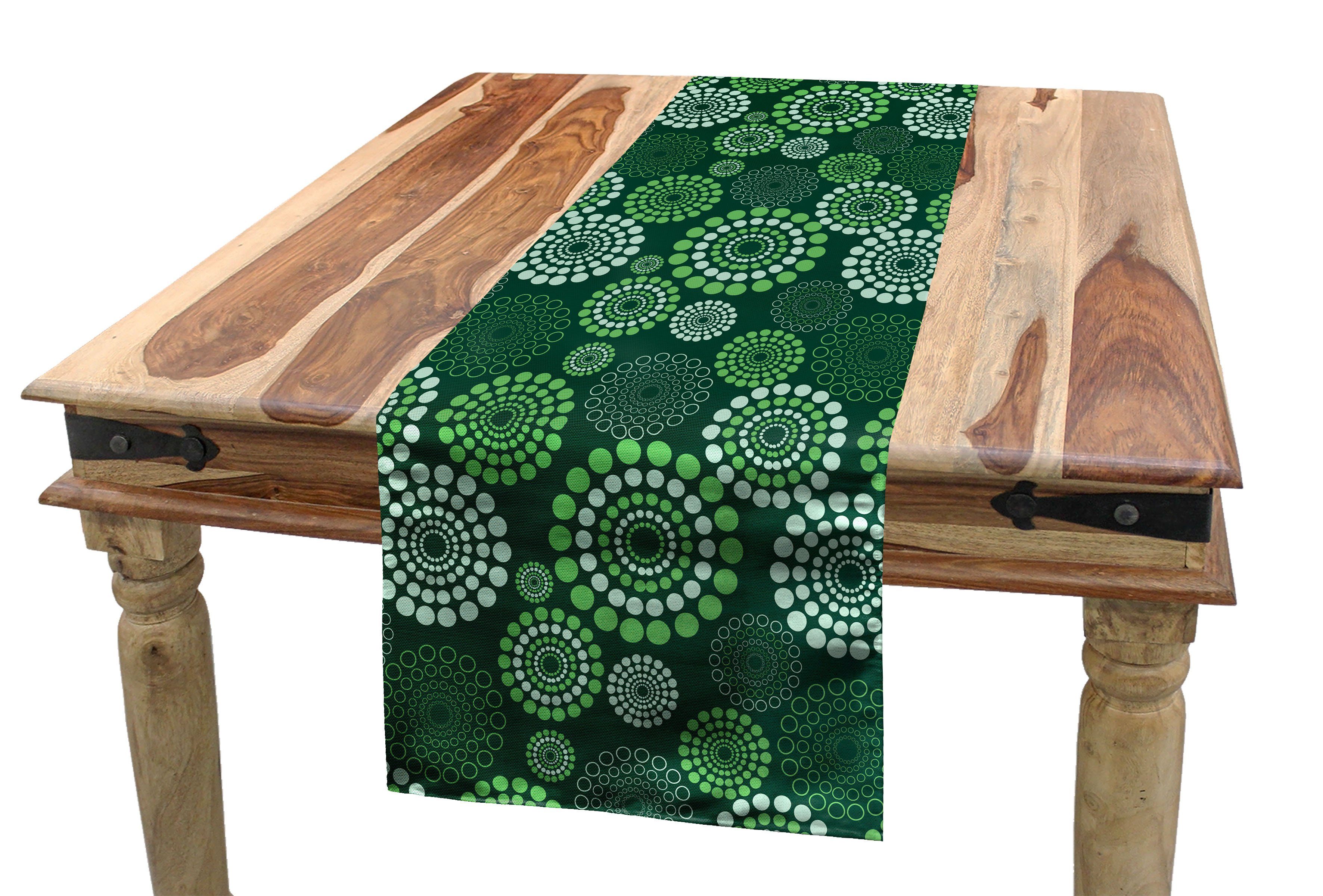 Grün gepunktete Tischläufer, Abakuhaus Muster Esszimmer Abstrakt Rechteckiger Küche Tischläufer Dekorativer