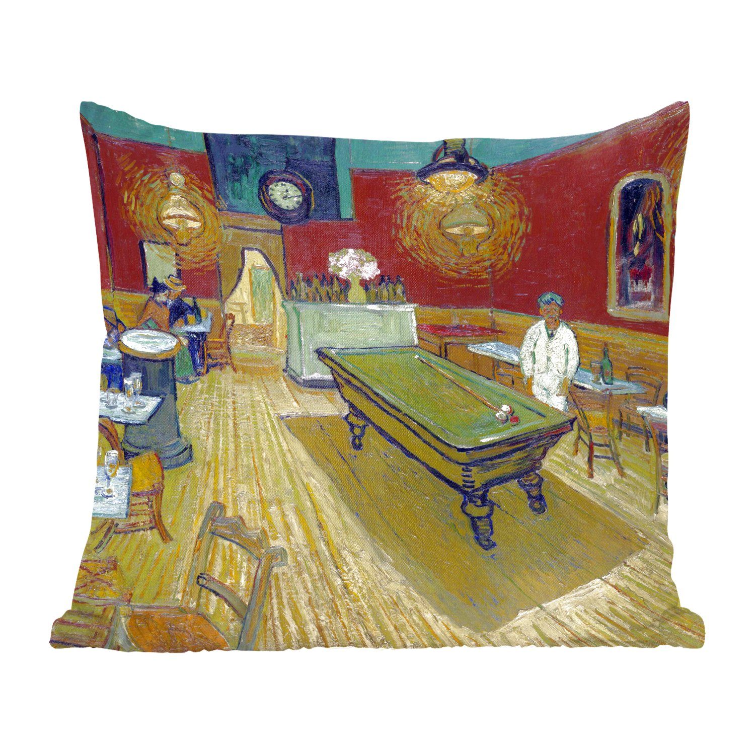 MuchoWow Dekokissen Das Nachtcafé - Gemälde Sofakissen Vincent Deko, Gogh, mit Wohzimmer, von Zierkissen van Füllung für Schlafzimmer