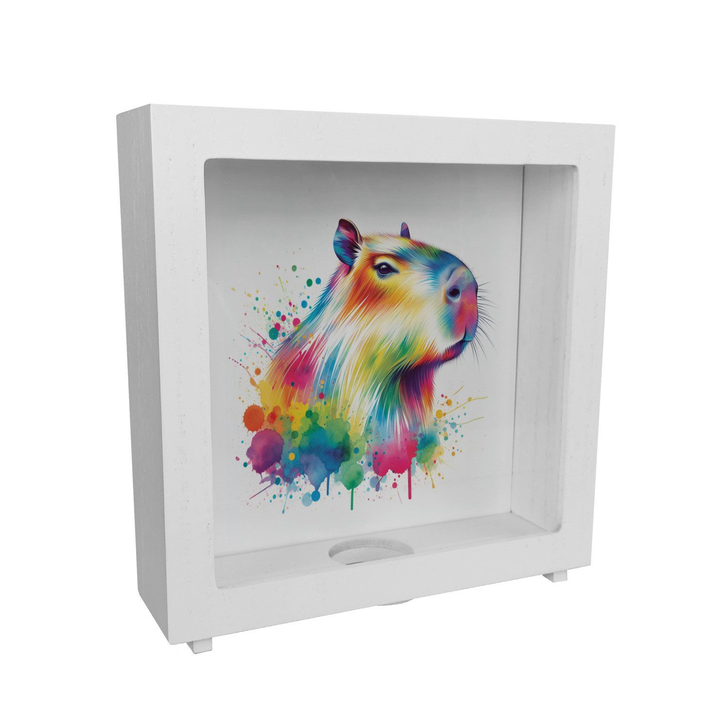 Spardose Capybara Aquarell Rahmen Spardose aus Holz