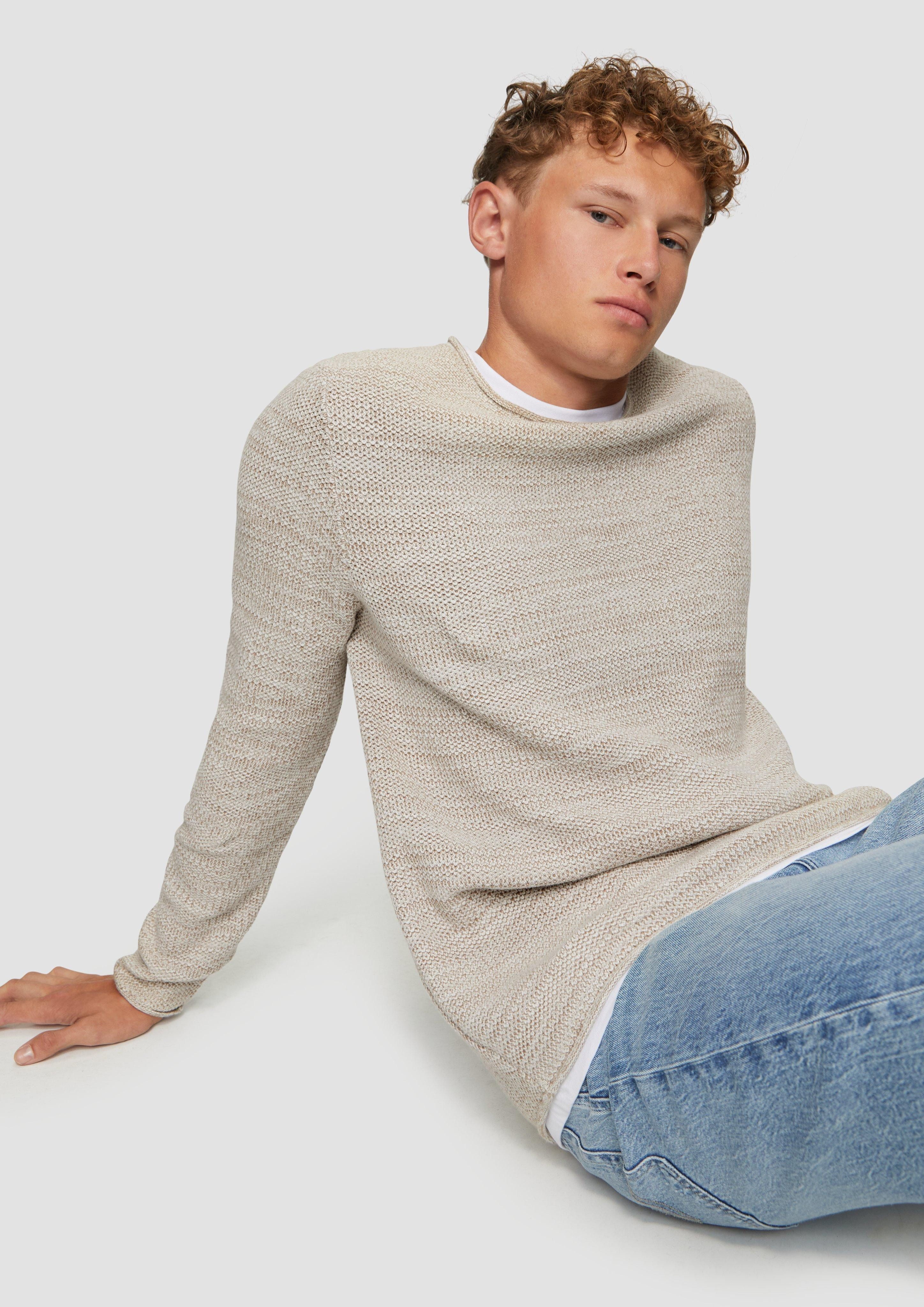 QS Strickpullover Melierter Strickpullover mit Layering-Detail günstig online kaufen