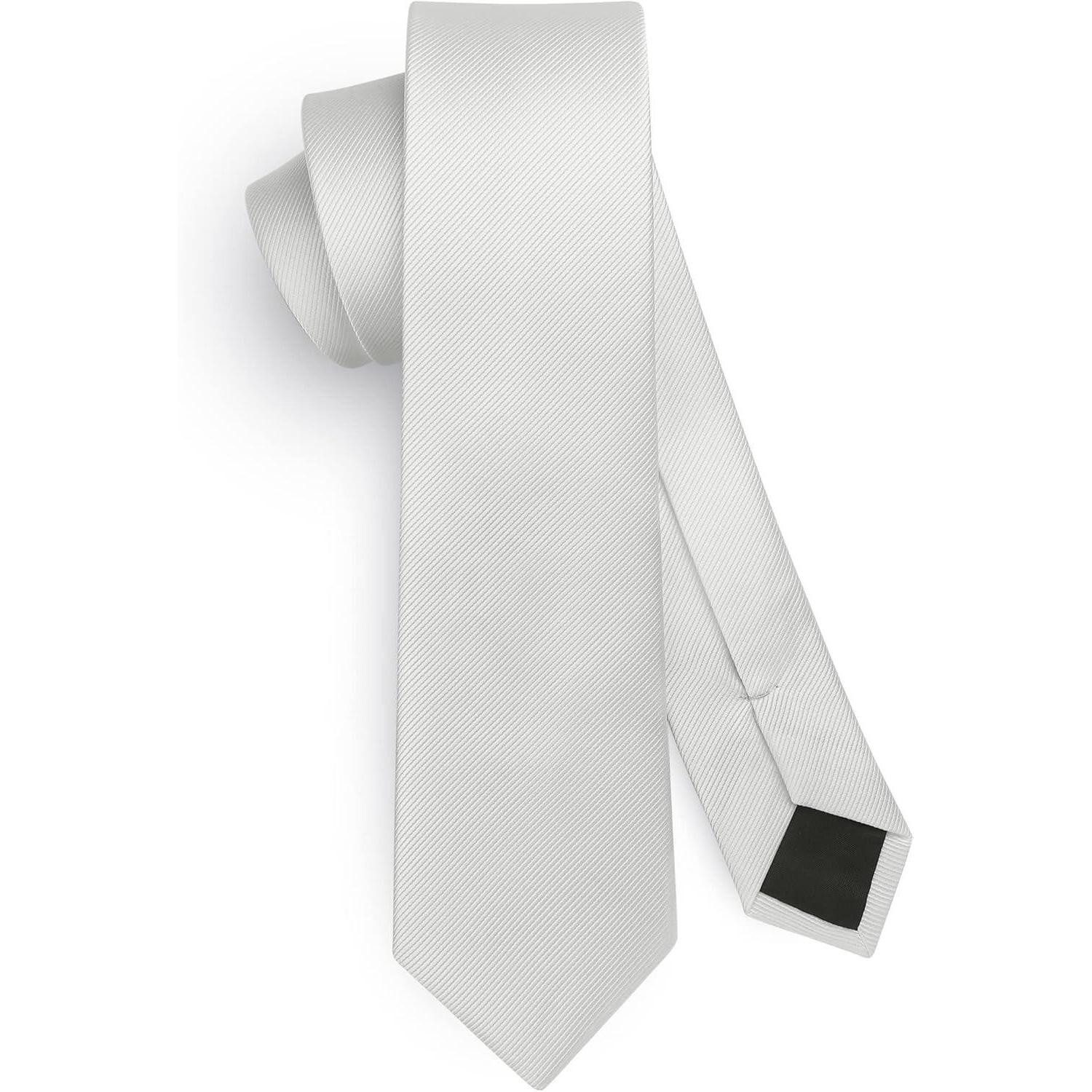 Krawatte Herren Krawatte schmal uni Seide 6cm Weiß