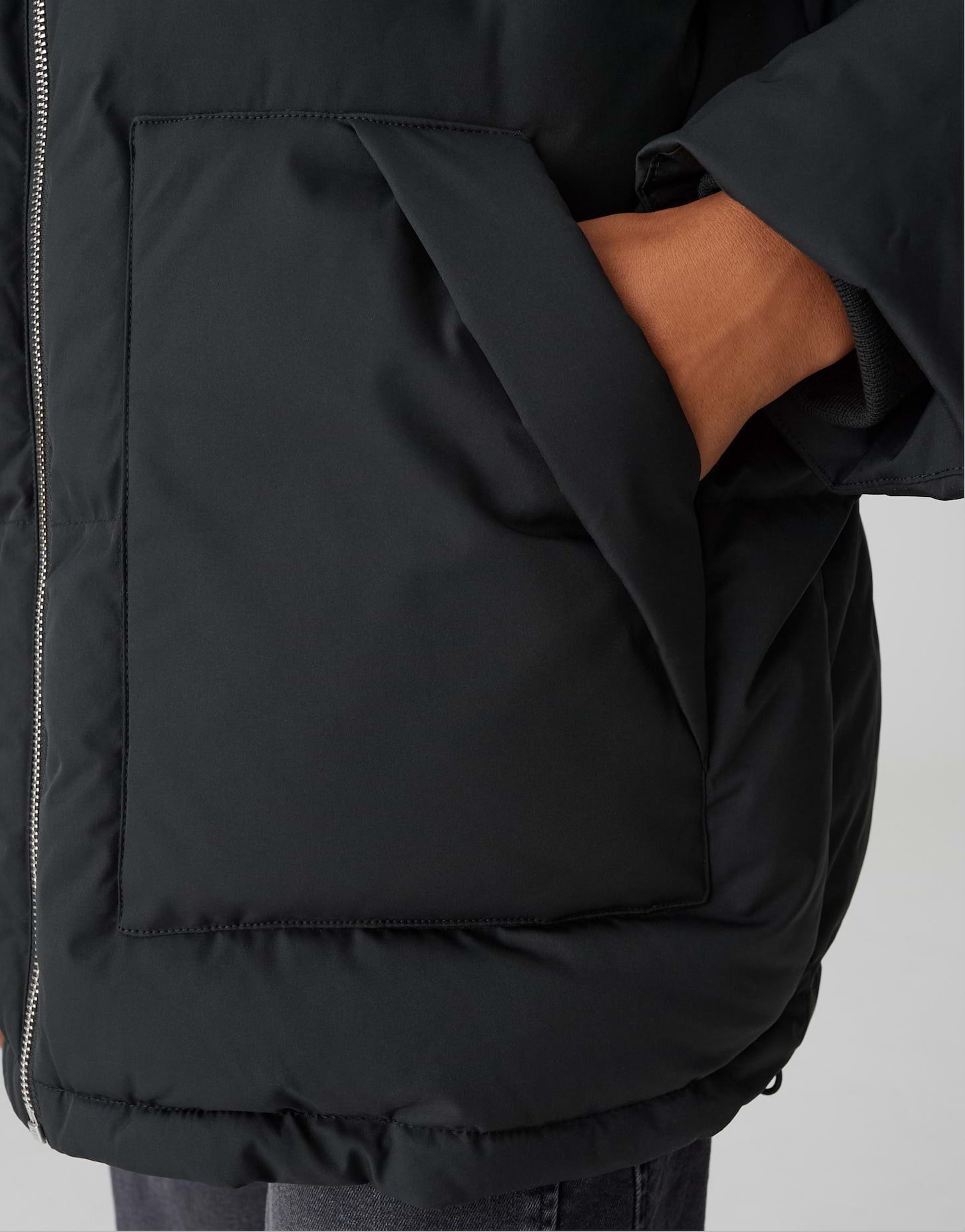 OPUS Steppjacke HILEEN mit Teddyfellkragen ovaler Schnitt, aufgesetzte Taschen vorne, Reißverschluss