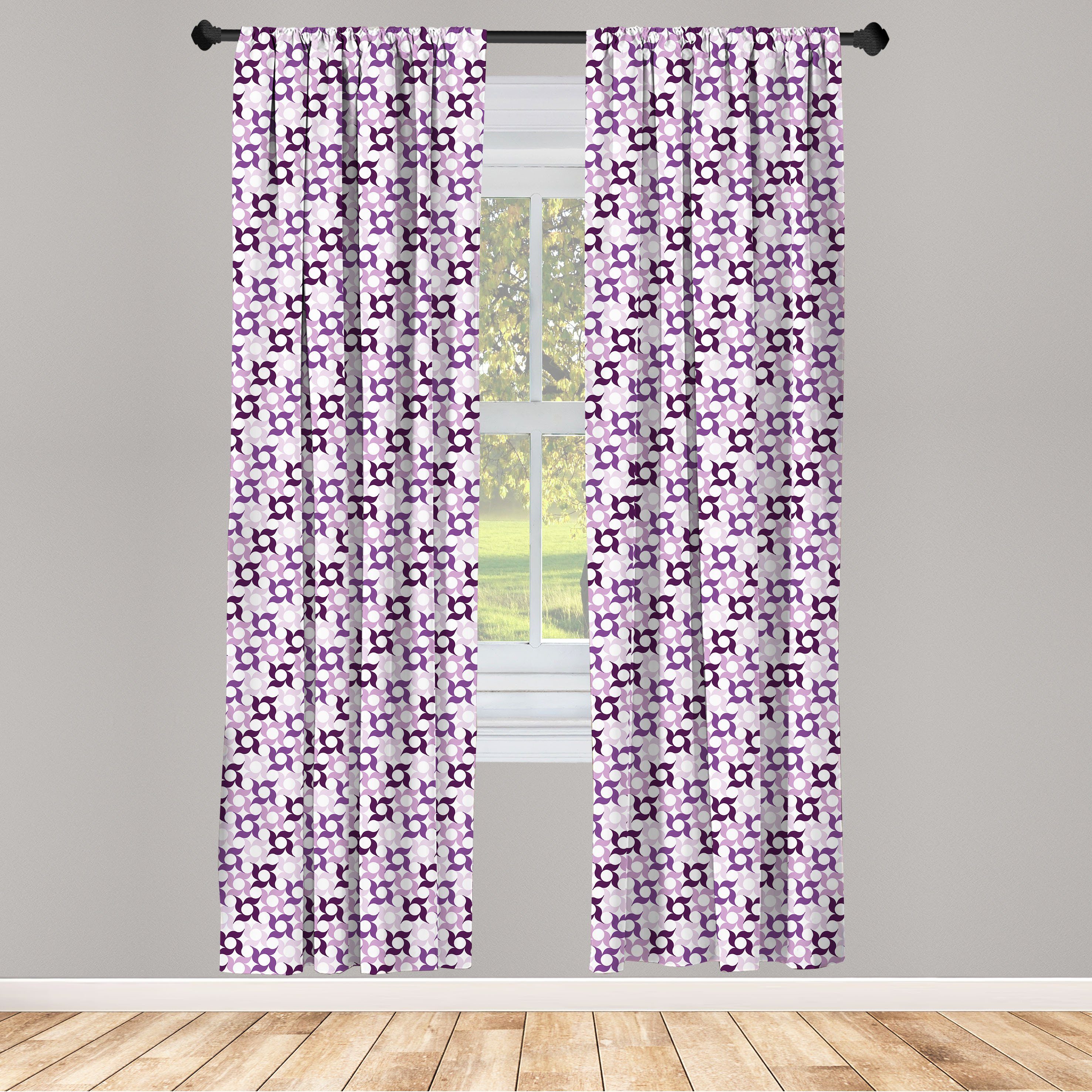 Gardine Vorhang für Wohnzimmer Schlafzimmer Dekor, Abakuhaus, Microfaser, Pinwheel Wirbelnde Blumenart
