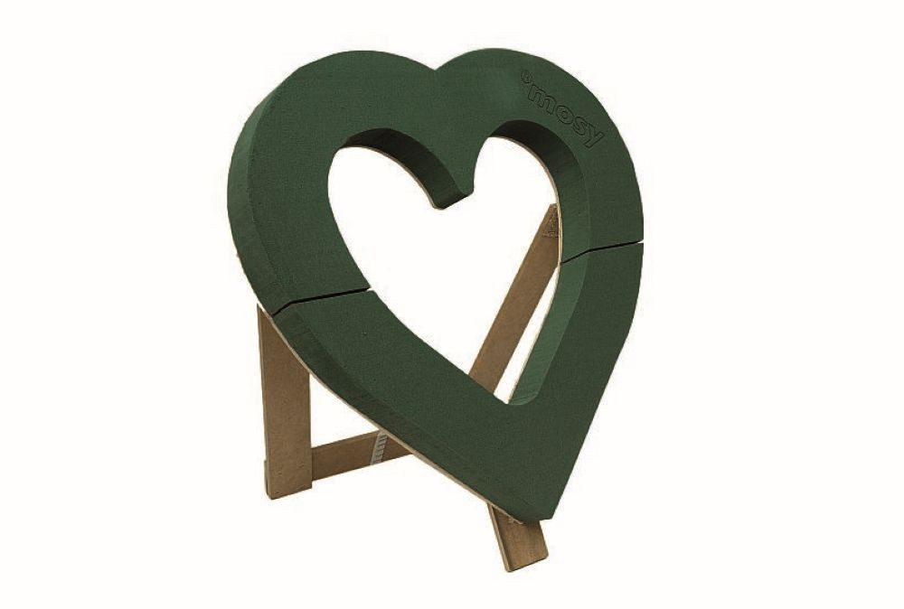 Bastelfilz Steckschaum-Herz, 50 cm, offen, mit Ständer, Steckmasse