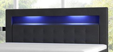 Möbel für Dich Boxspringbett Milano2 - mit Taschenfederkern, 7 cm Visco Topper, mit 2 Schubladen, LED-Licht im Kopfteil, Bezug aus Kunstleder
