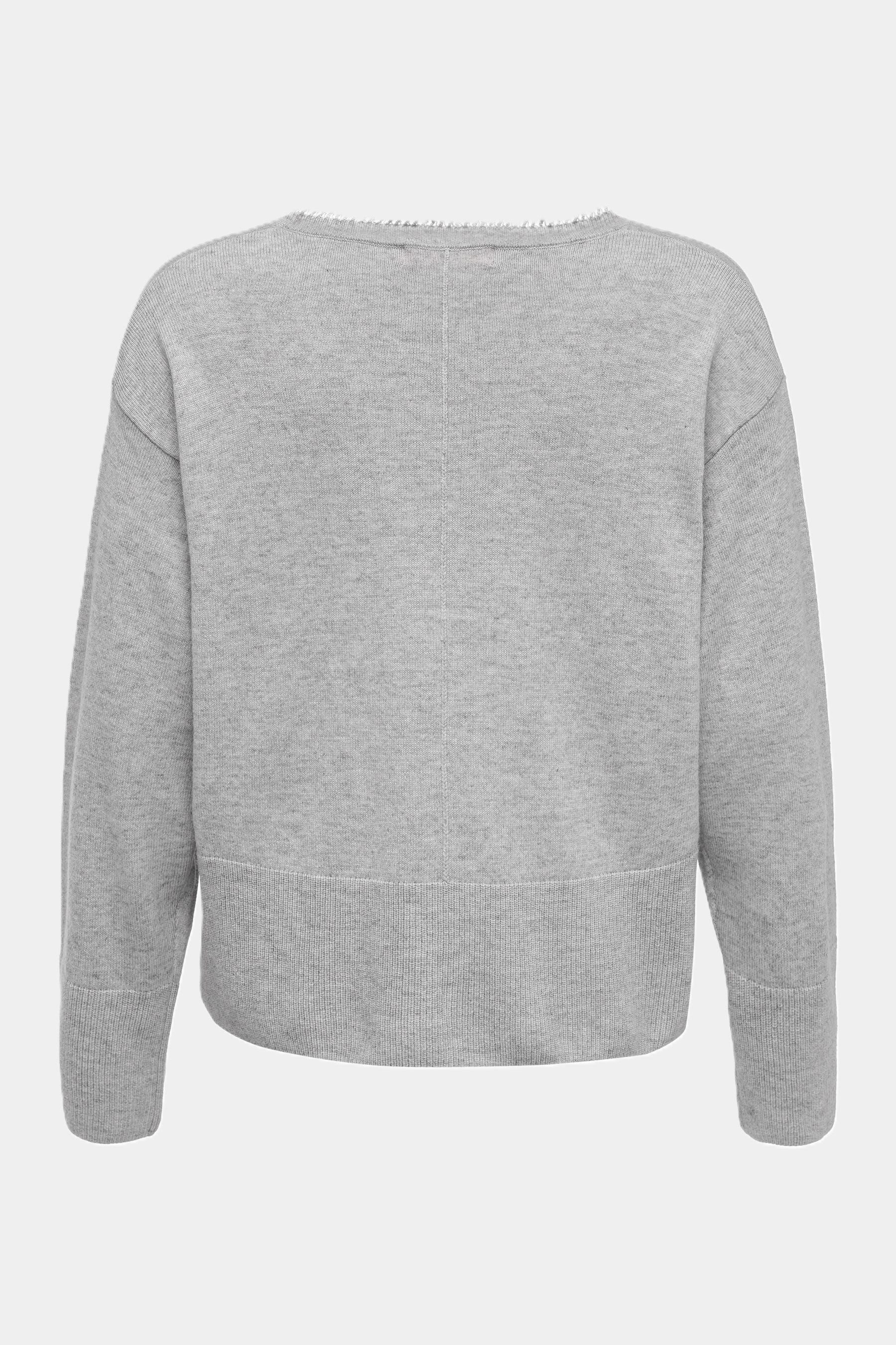 six-o-seven Strickjacke Kaschmir V-Ausschnitt Strickjacke im trendigem Frühlings Grau mit