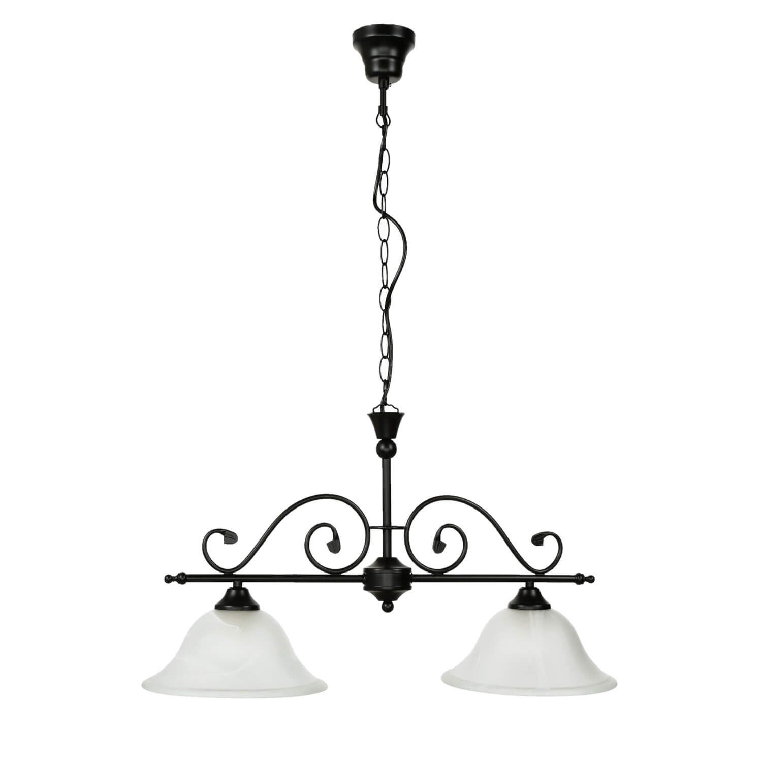 Licht-Erlebnisse Pendelleuchte DOROTHEA, ohne Leuchtmittel, Hängelampe im Landhausstil Deckenlampe Schwarz Alabaster Glas Lampe
