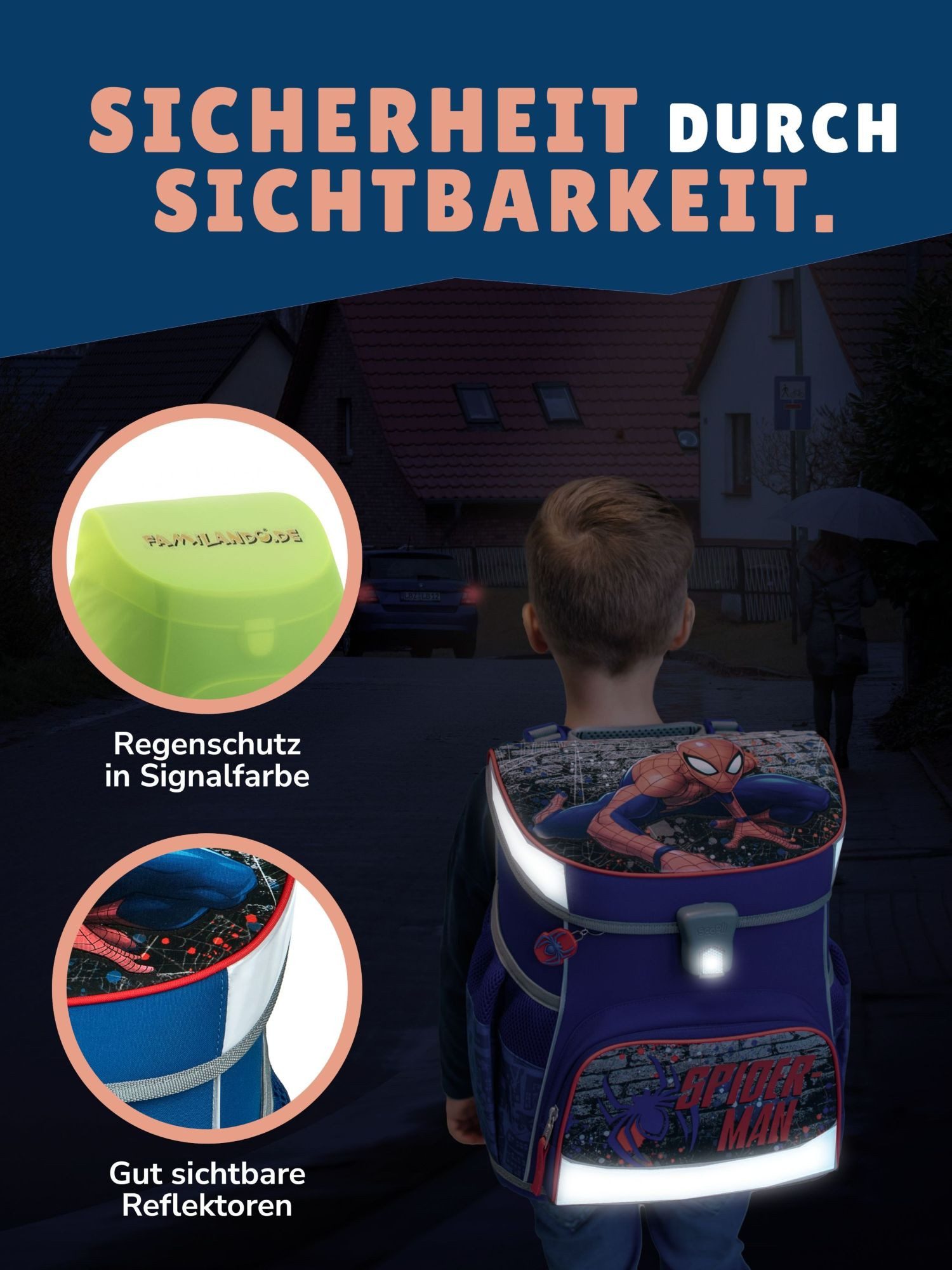 Scooli Schulranzen Campus Fit Spiderman Schultasche ab der 1. Klasse (Grund-Set, 5-tlg., mit gefüllter Federmappe, Turn- & Brustbeutel), mit Brustgurt, 980 Gramm leicht, 18L Volumen