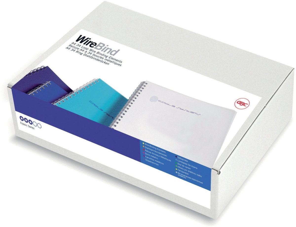 GBC Thermo-Bindemappe Drahtbinderücken 34 Ringe 9,5mm VE=100 Stück weiß, (