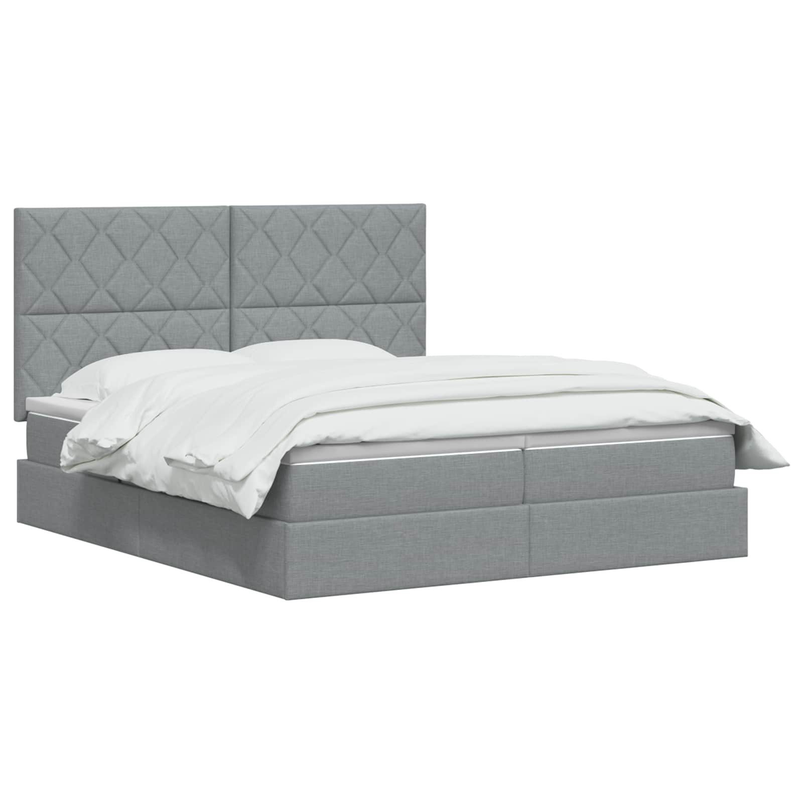 vidaXL Bett LED-Speicherbett mit Matratze Hellgrau 200 x 200 cm Stoff (1-tlg)