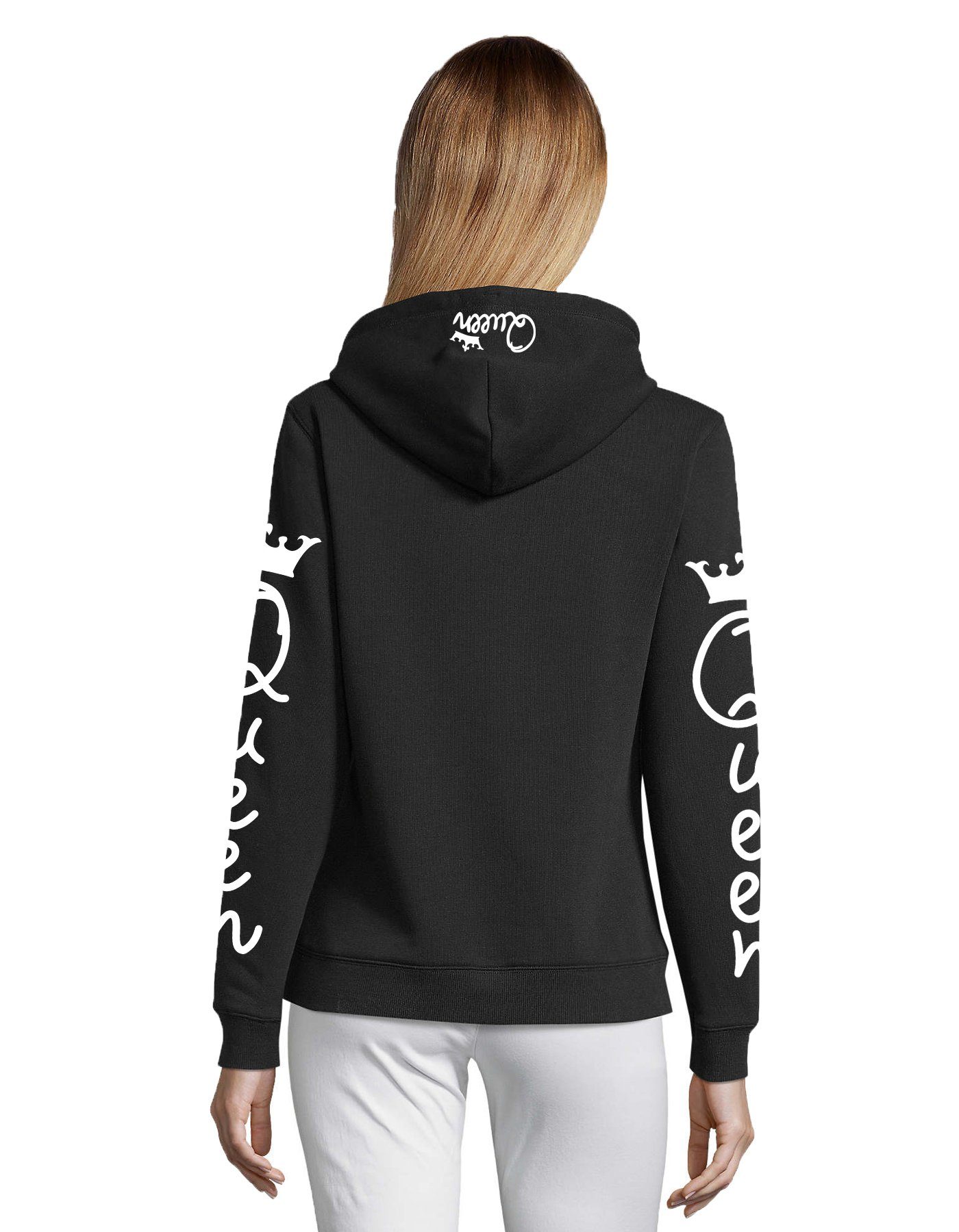 Blondie & Brownie Hoodie Unisex Paar Pärchen Pullover King Queen All Over Print Mit Kapuze, Kängurutaschen