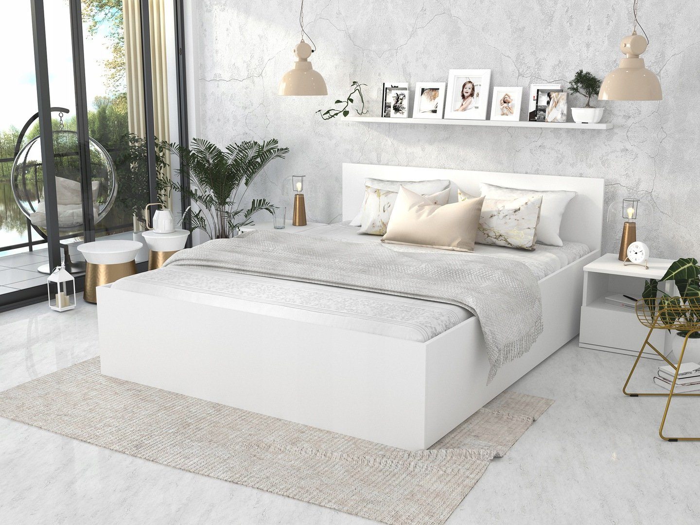 pressiode Bettgestell Bett mit Lattenrost - Jugendbett - Doppelbett  mit/ohne Matratze - Bettkasten