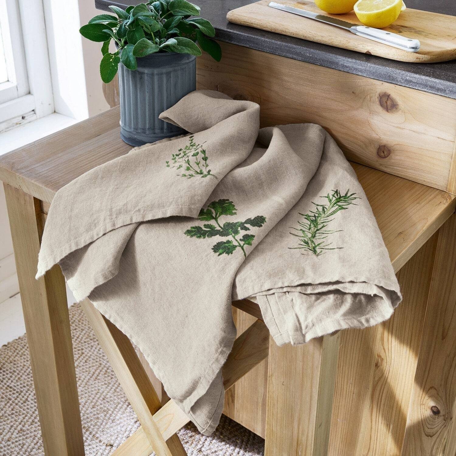 Mirabeau Geschirrtuch Geschirrtuch 3er Set Herbal Gardens beige/grün, none – Bild 4 von 5