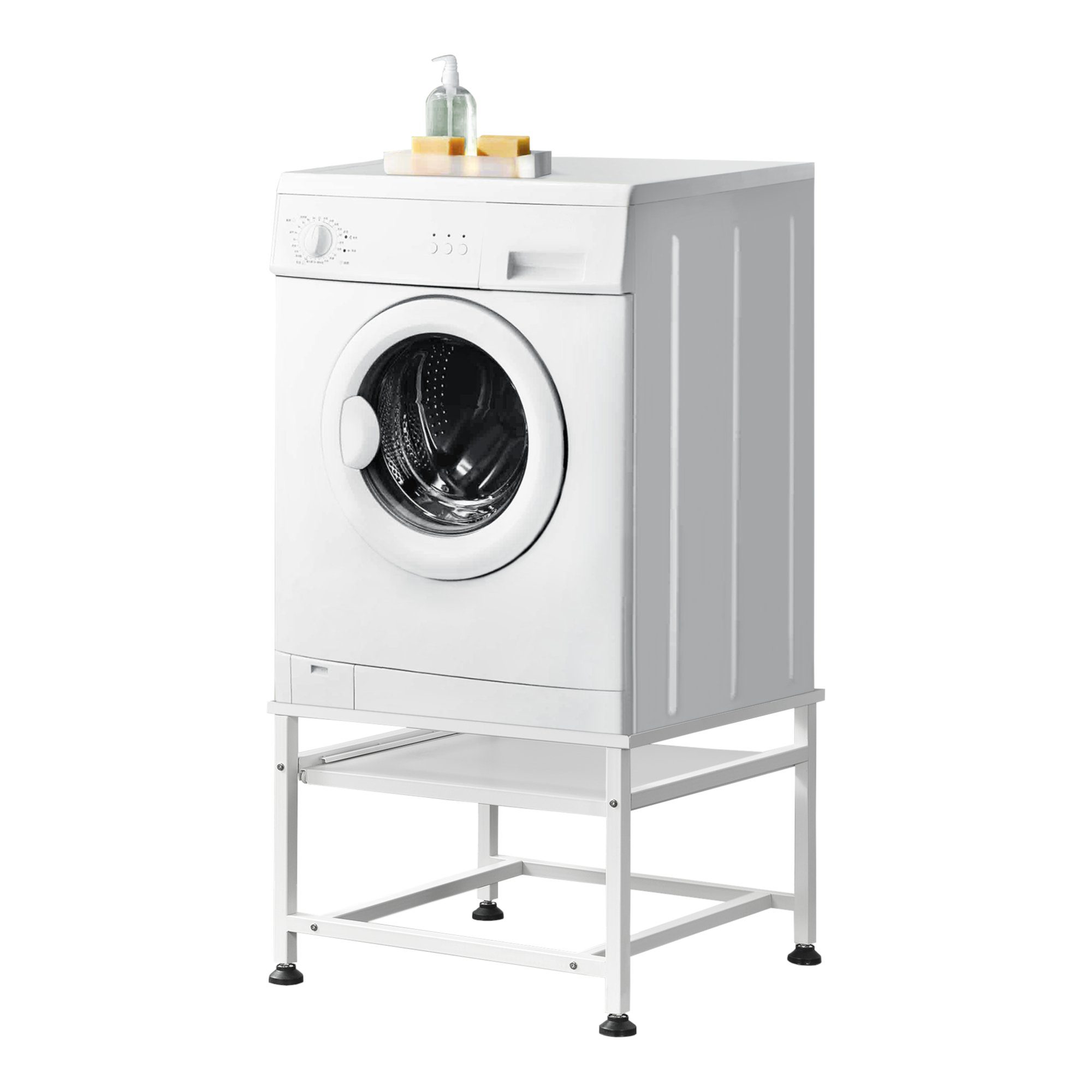 aus Untergestell Stahl Sockel Weiß 150kg bis »Florimont« Waschmaschinenumbauschrank en.casa