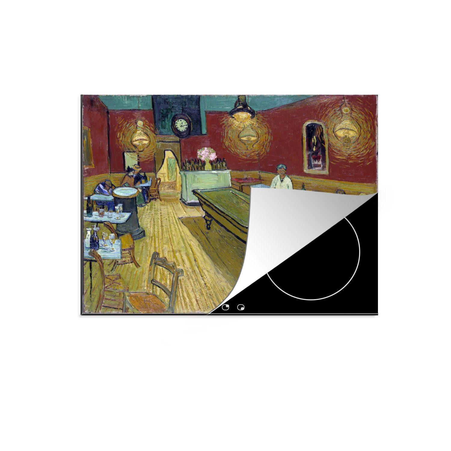 MuchoWow Herdblende-/Abdeckplatte Das Nachtcafé - Vincent van Gogh, Vinyl, (1 tlg), 59x52 cm, Ceranfeldabdeckung für die küche, Induktionsmatte