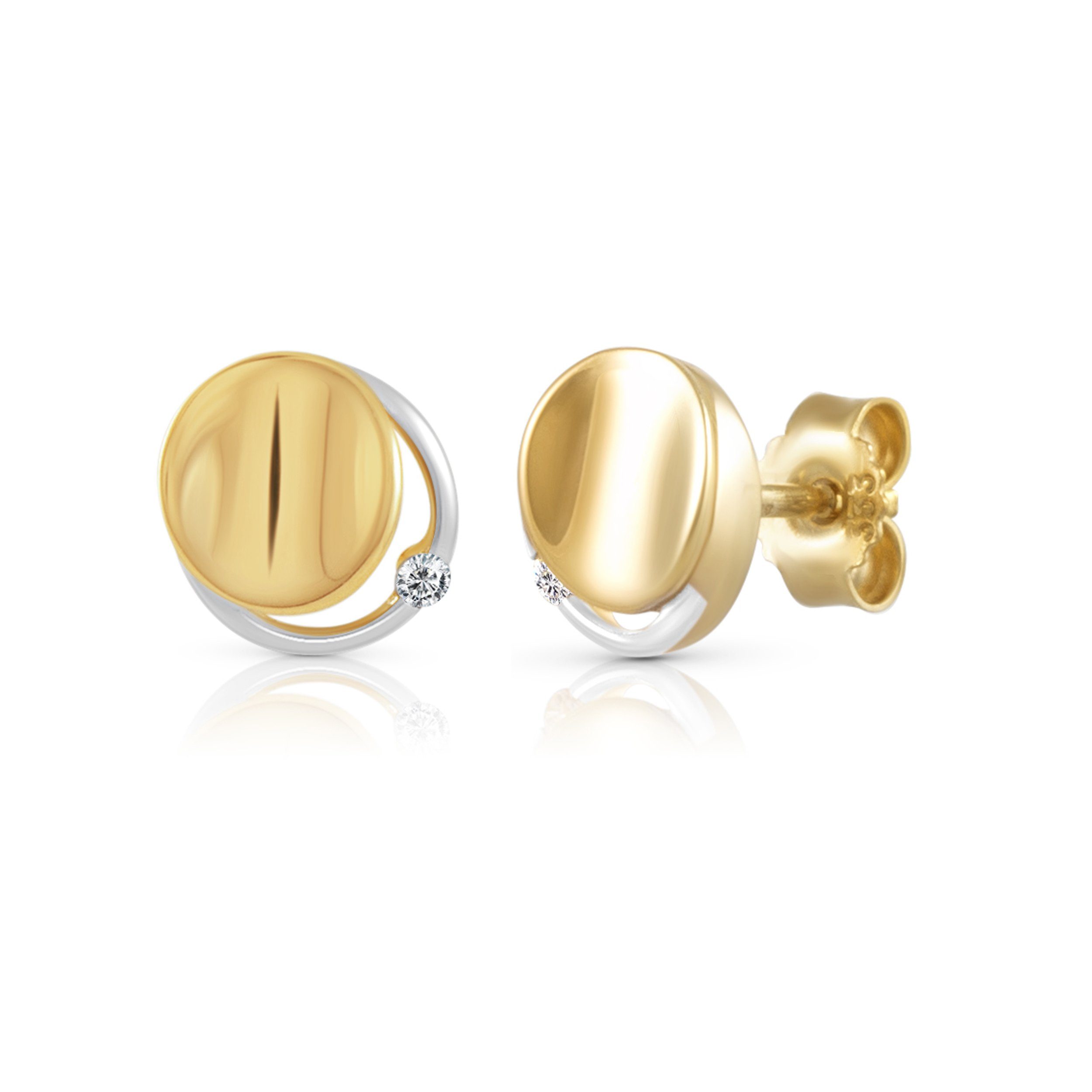 Paar Ohrstecker 333/- Gelbgold Zirkonia