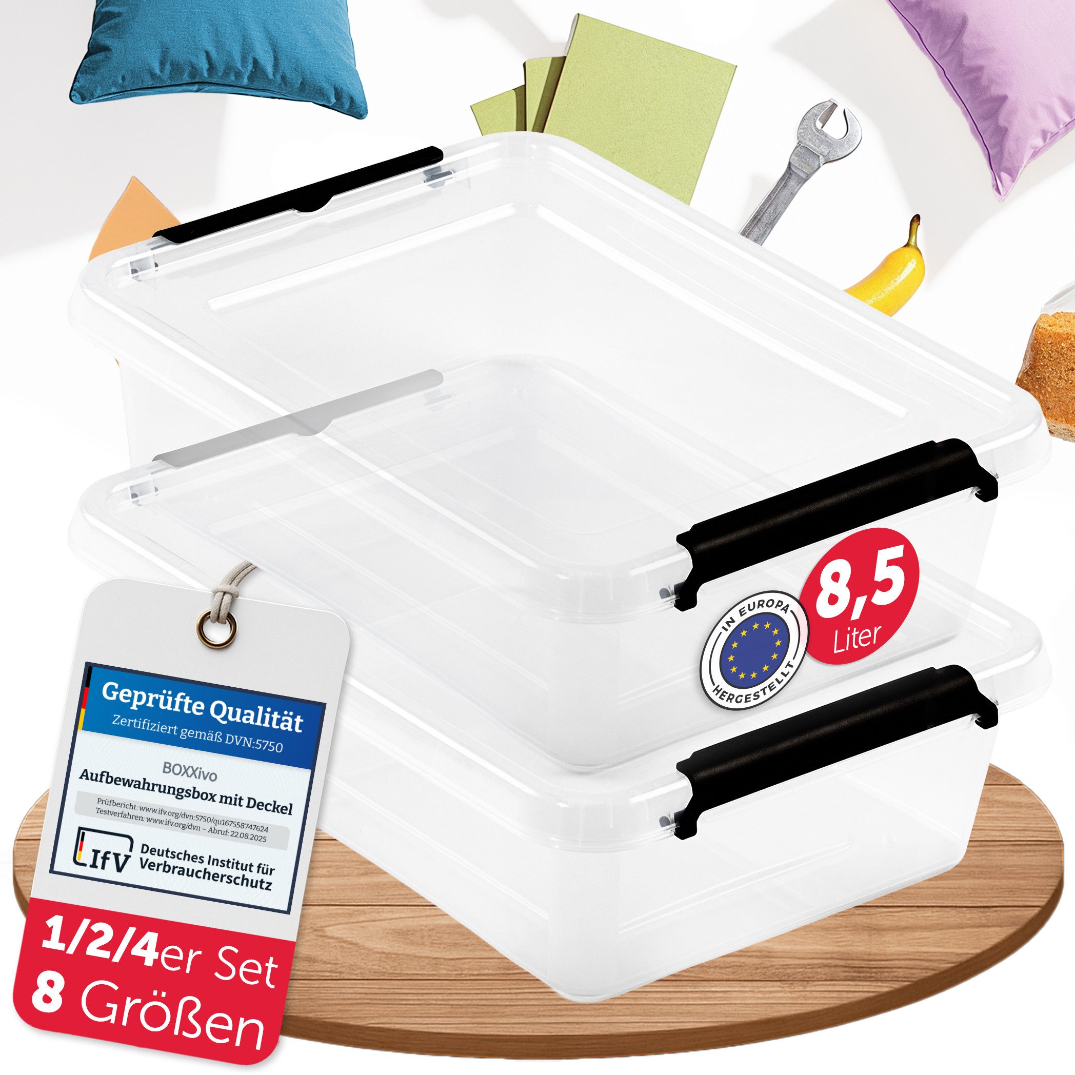 BOXXivo Aufbewahrungsbox Aufbewahrungsboxen mit Deckel BPA-freie & lebensmittelechte Boxen (2 St), Plastikbox mit Deckel - robuste & stapelbare Aufbewahrungsboxen