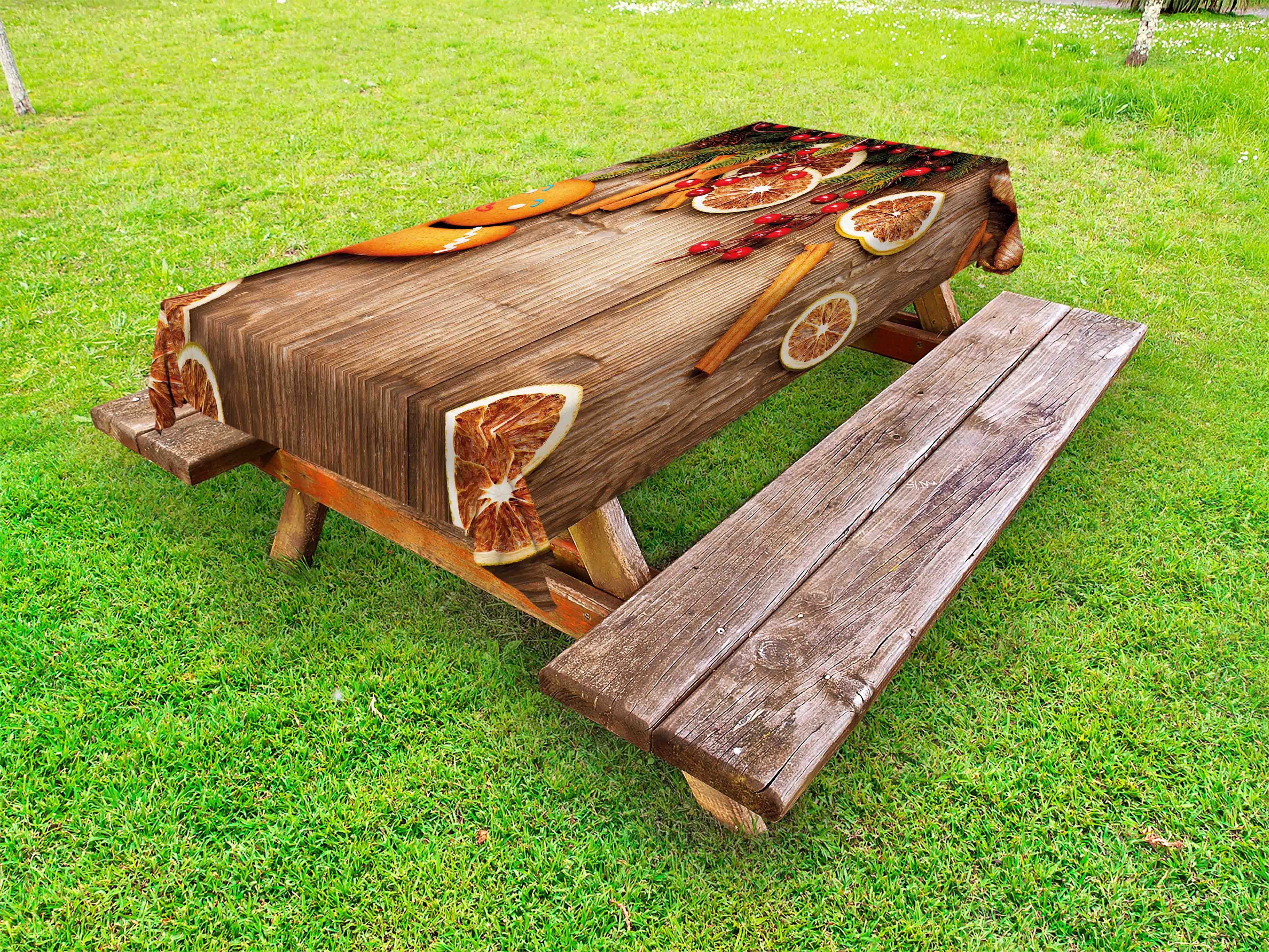 Abakuhaus Tischdecke dekorative waschbare Picknick-Tischdecke, Lebkuchenmann Rustic Thema