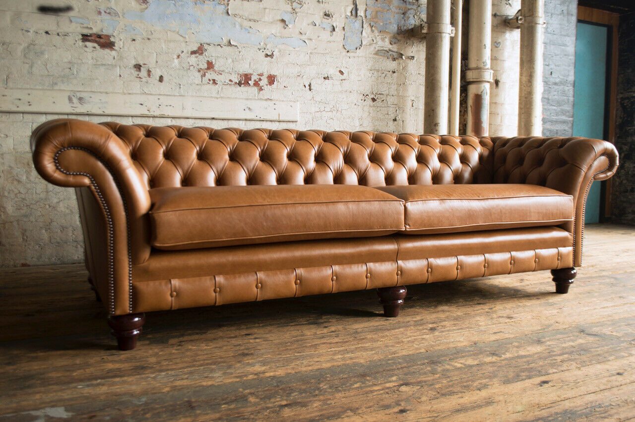 JVmoebel Chesterfield-Sofa Braune Samt Sofa Garnitur, 4-sitzige Couch mit Polsterung, Made in Europa