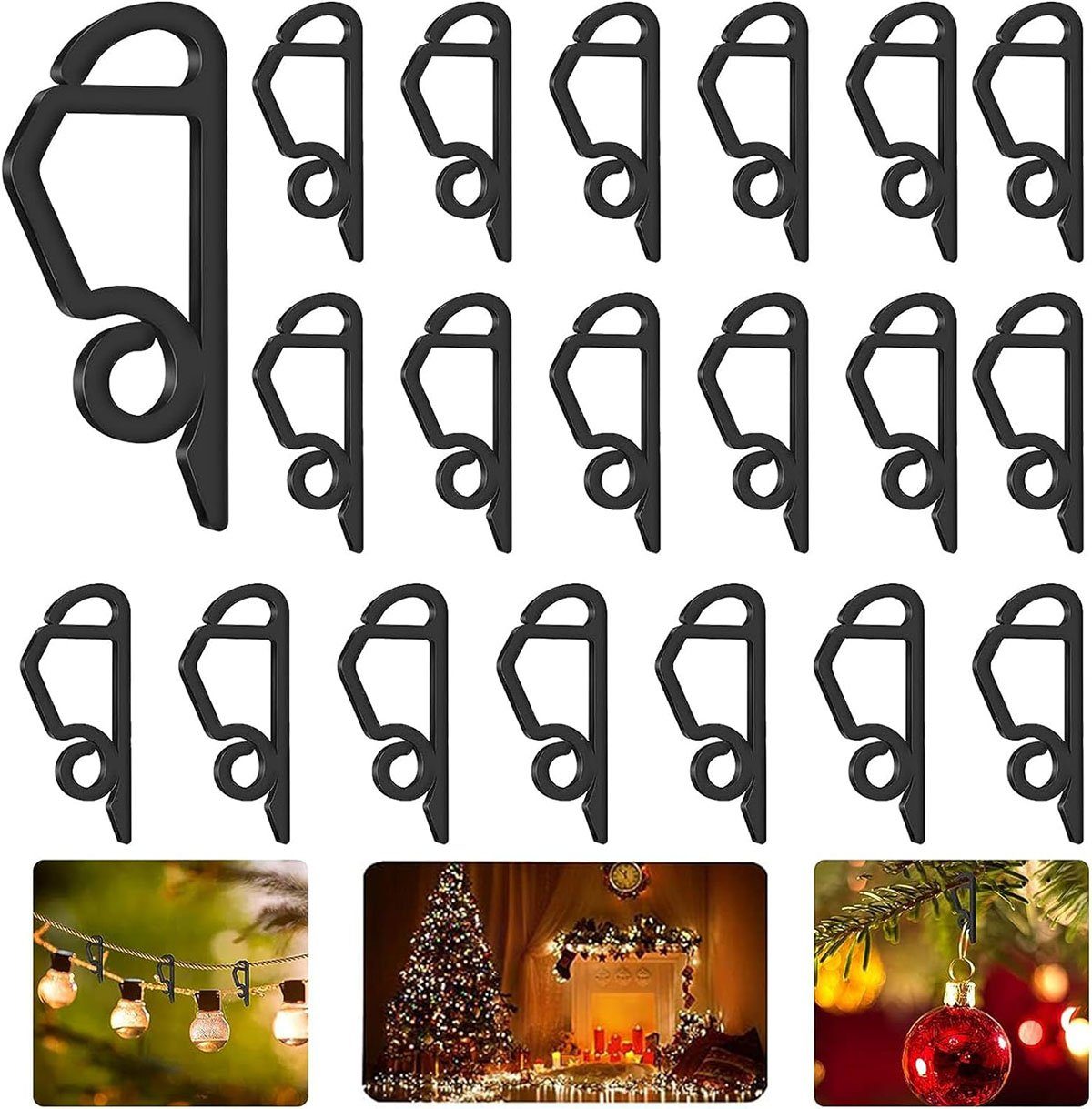 CTGtree Dekohaken Haken 120 Stk Weihnacht Licht Clips Dachrinnenhaken für Lichterketten, (120-St) Weiß