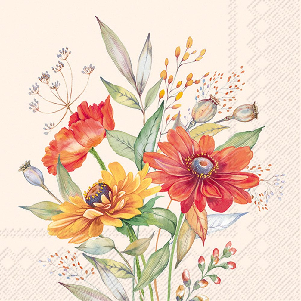 IHR Papierserviette Serviette Sunset Bouquet, (20 St), 33 x 33 cm