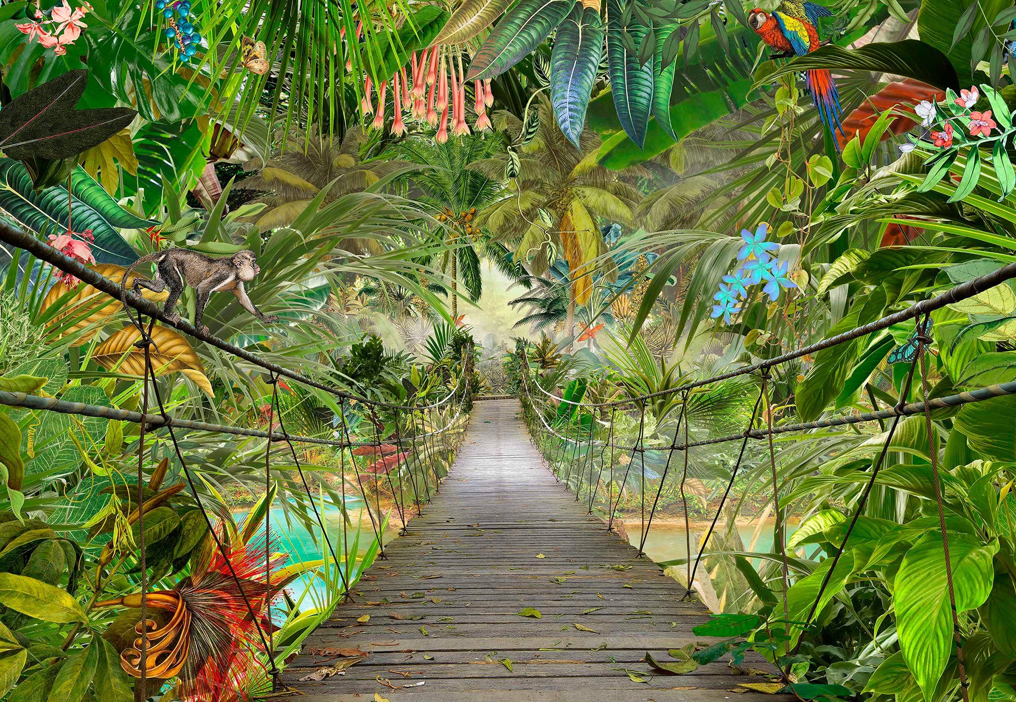 Komar Fototapete Wild Bridge - Розмір 368 x 254 cm, glatt, bedruckt, Wohnzimmer, Schlafzimmer