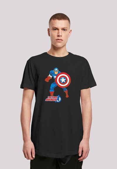 F4NT4STIC T-Shirt »Marvel Avengers Captain America The First Avenger - Premium Superhelden Iron Man Captain America Hulk Thor Loki Punisher Spider-Man Venom Fan Merch« Herren,Premium Merch,Lang,Longshirt,Logo Print