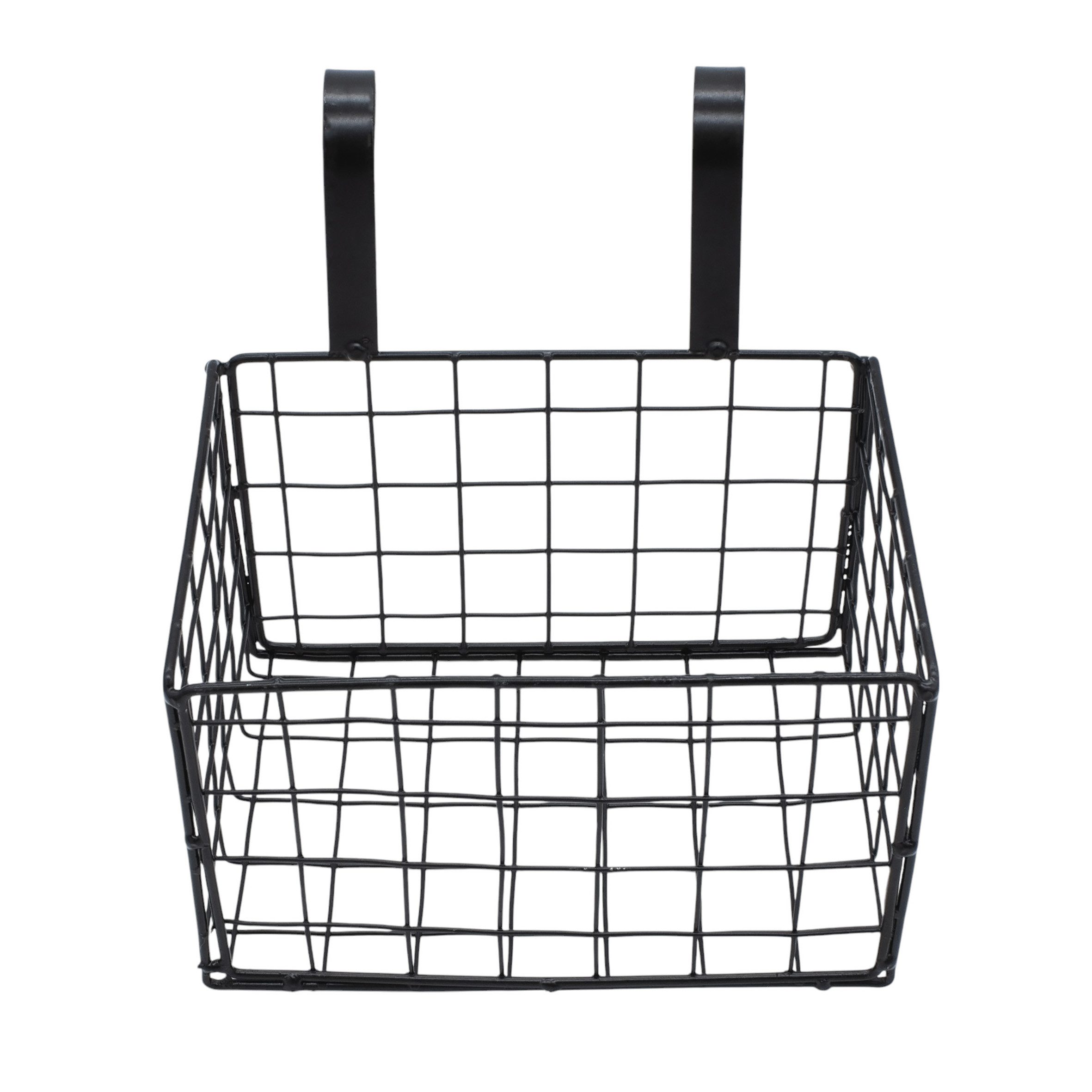 Spetebo Hängekorb Metall Hängekörbchen 18 x 14 cm schwarz (Artikel, 2 St., im Set), Gitter Aufbewahrungskorb zum Aufhängen
